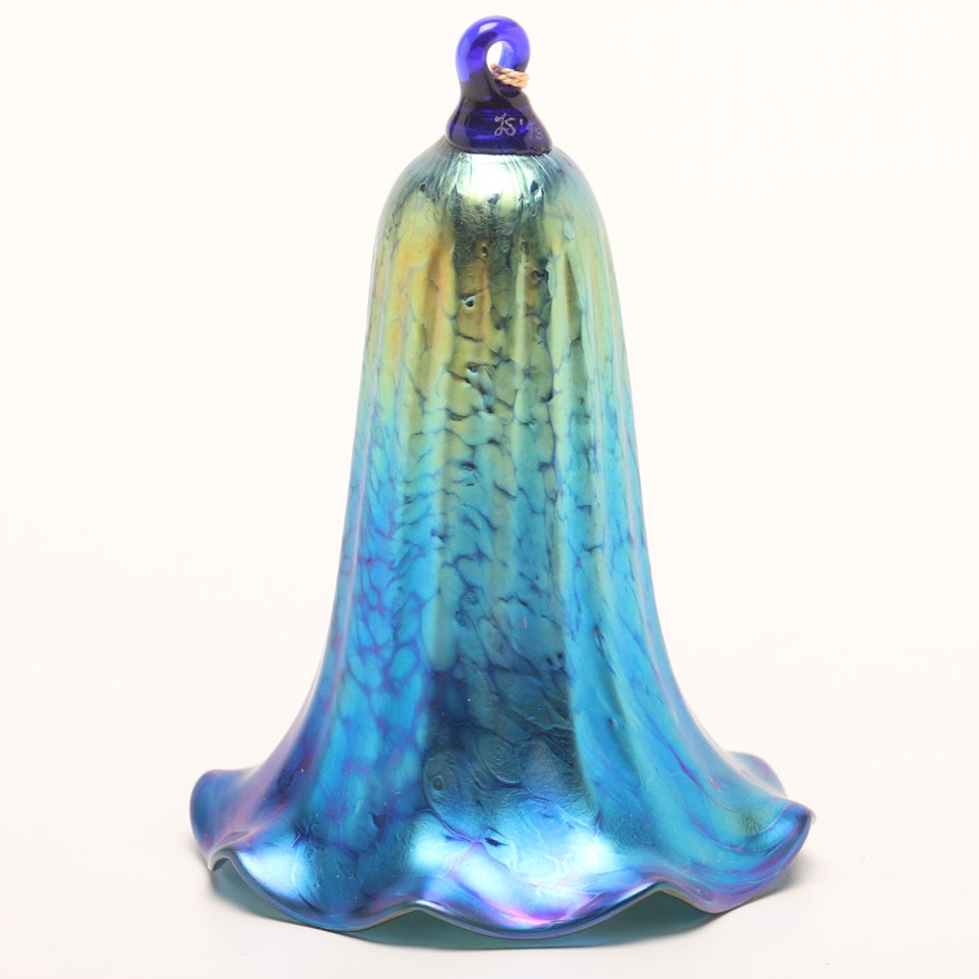 1995 Lundberg Studios Art Glass Bell Ornament