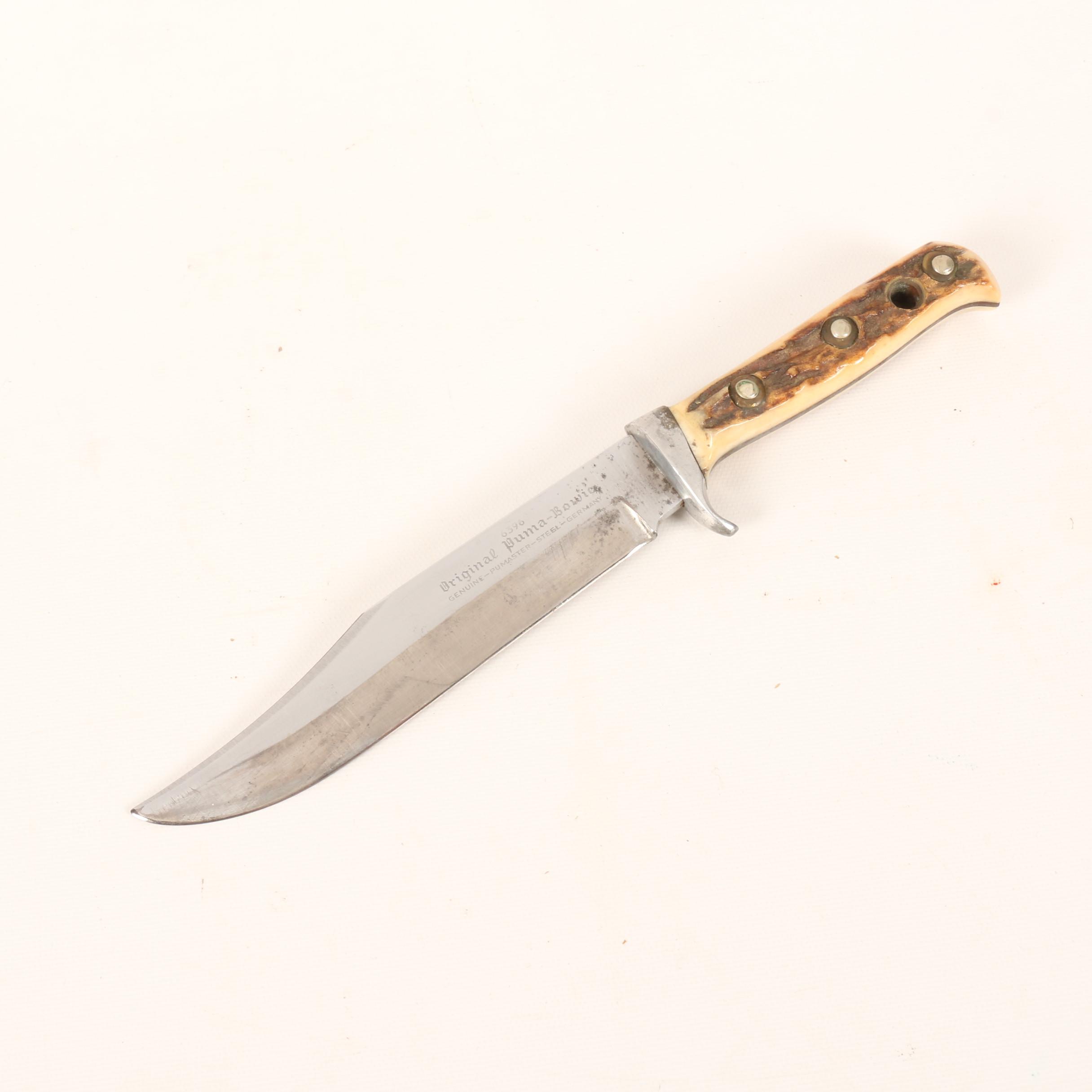 German Puma Bowie Knife and German Puma Pro Hunter Knife with Leather Sheath