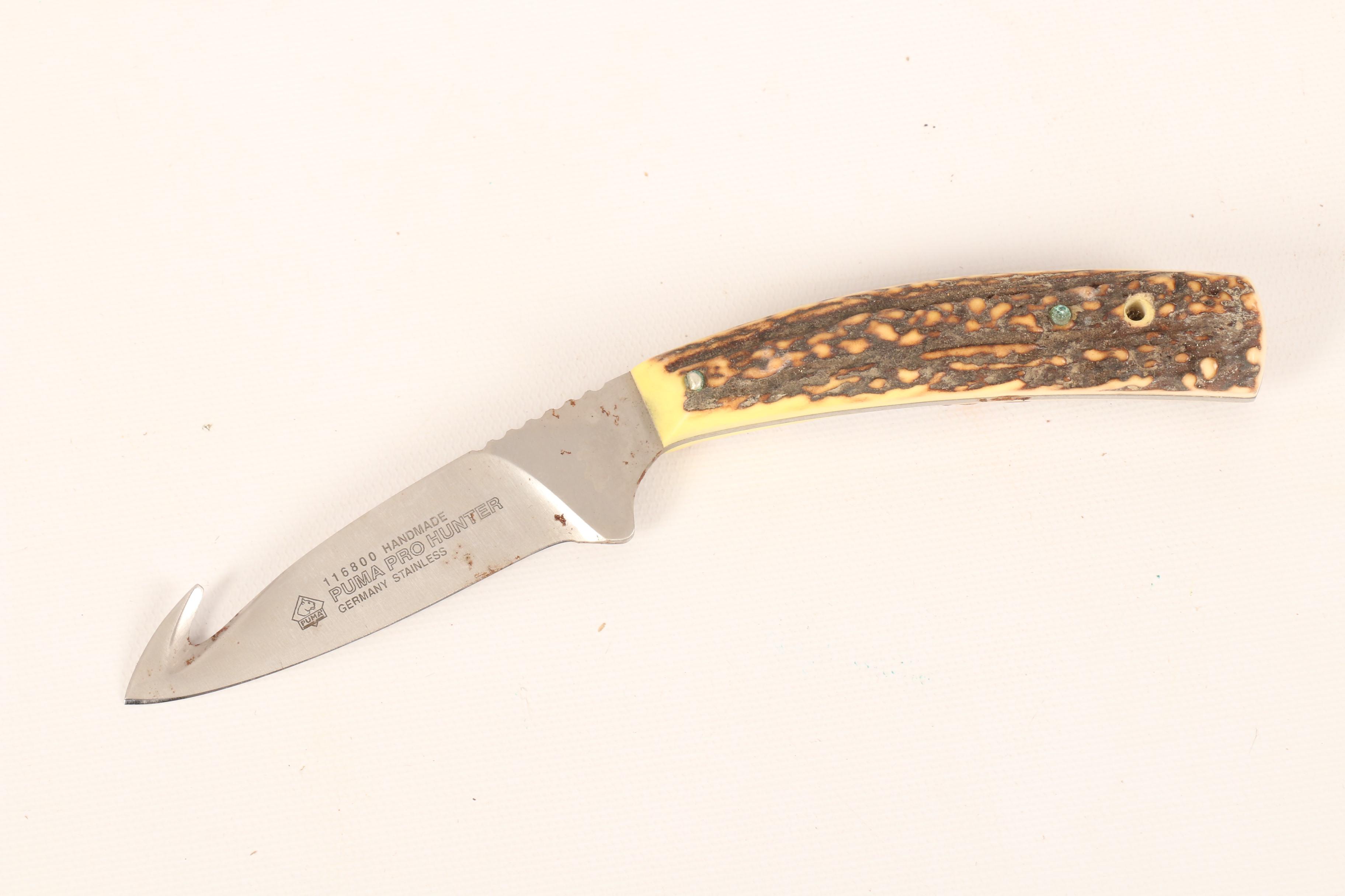 German Puma Bowie Knife and German Puma Pro Hunter Knife with Leather Sheath