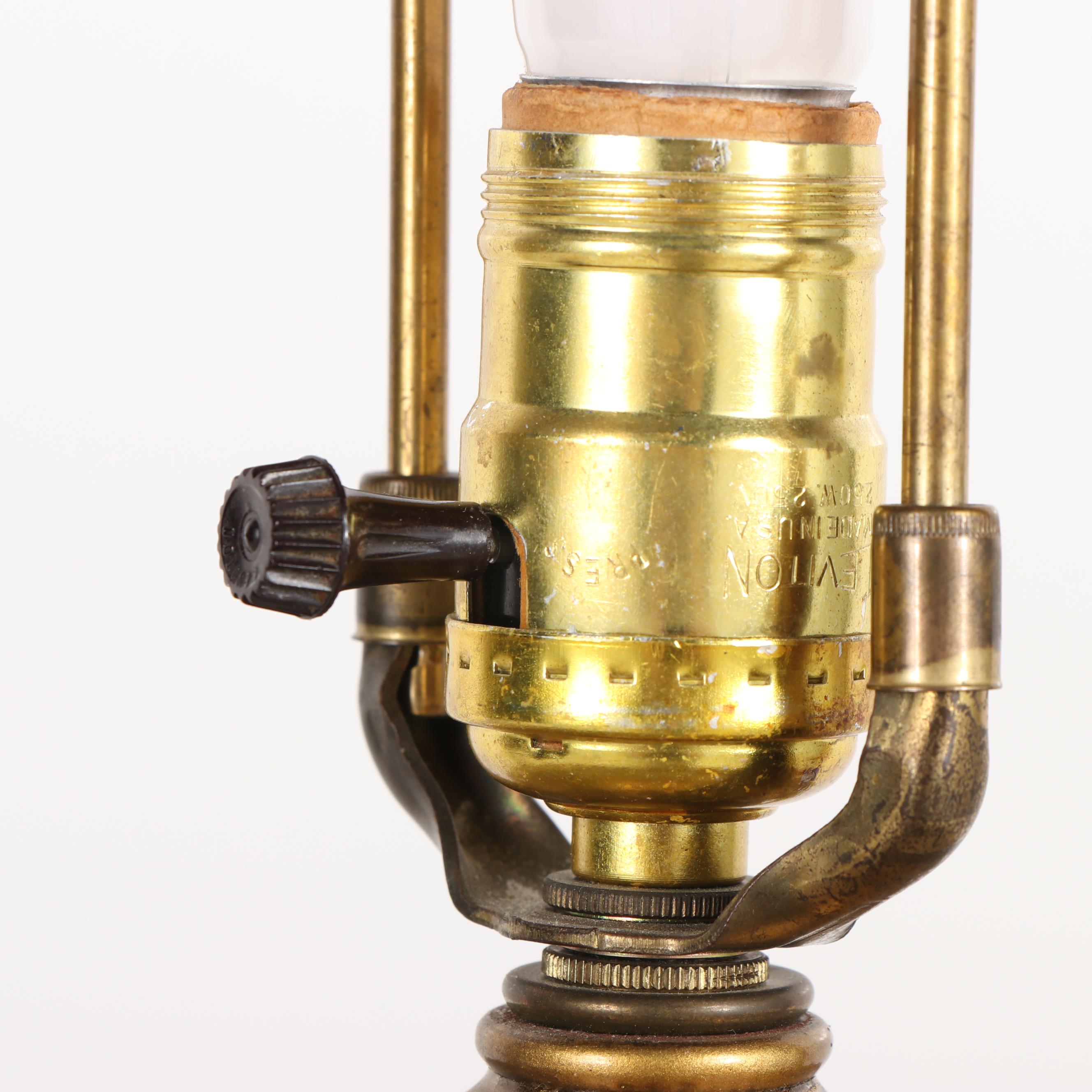 Baroque Style Gilt Metal and Glass Side Table Floor Lamp with Shade