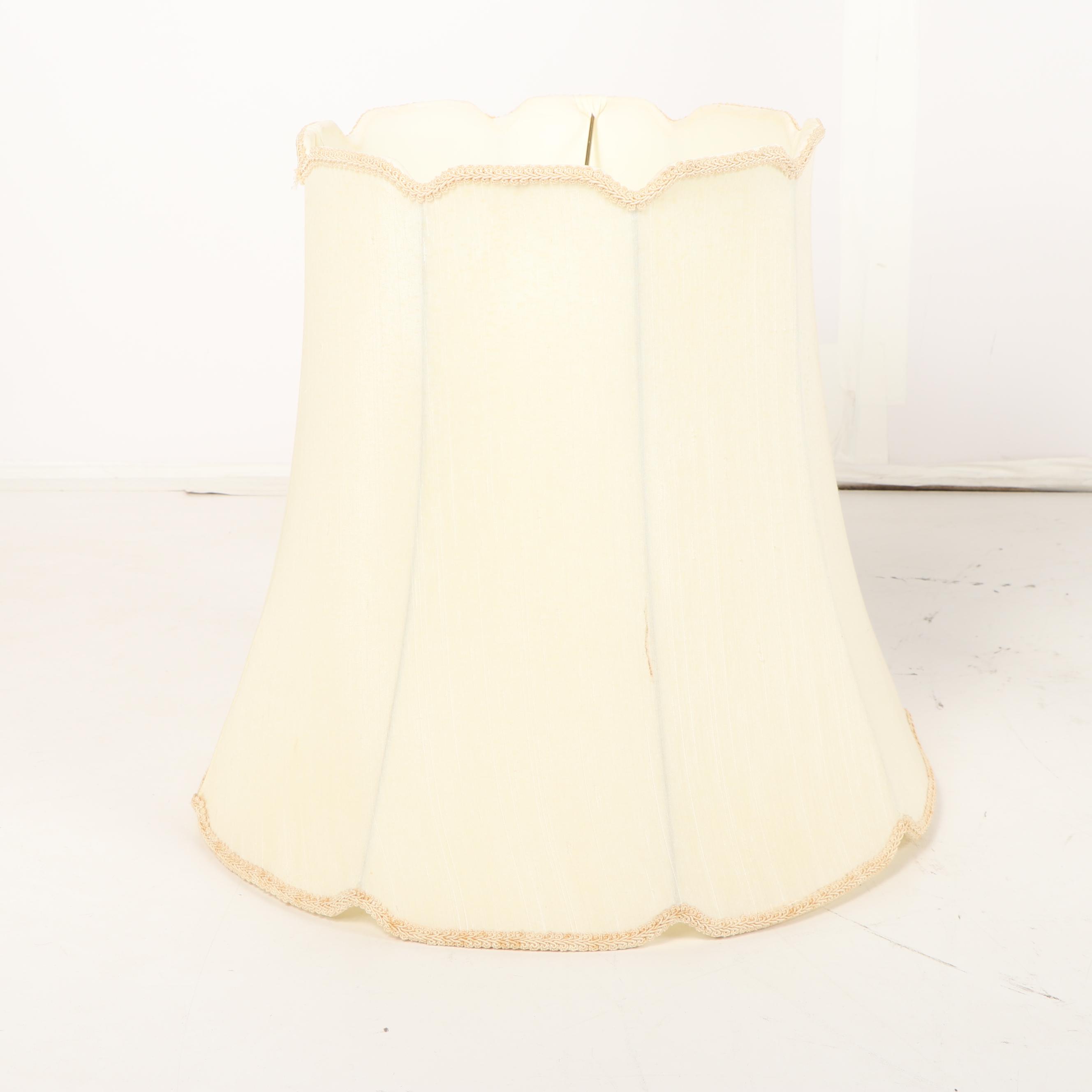 Baroque Style Gilt Metal and Glass Side Table Floor Lamp with Shade