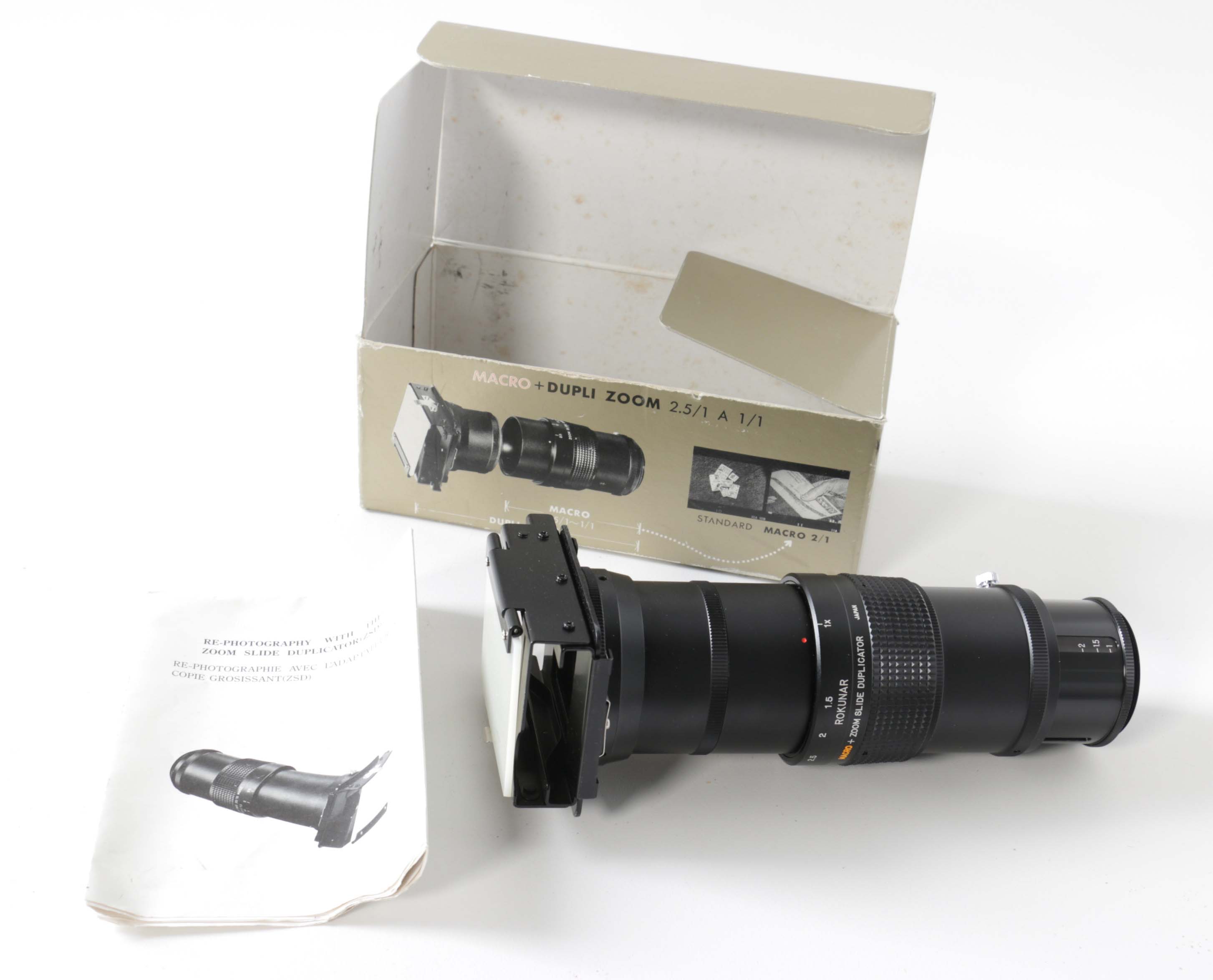 Camera Lenses and Flashes including Rokunar Zoom Slide Duplicator