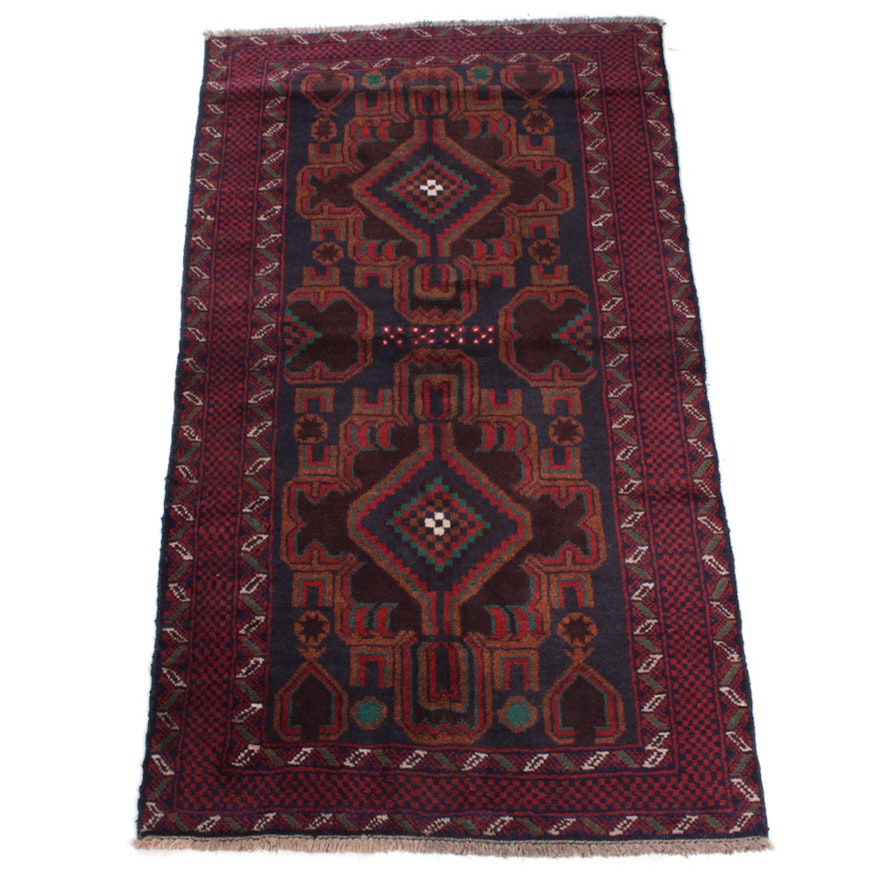 Hand-Knotted Afghani Kazak Wool Rug