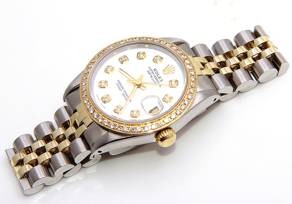 Rolex Datejust 18K Yellow Gold and Stainless Steel Watch With Diamonds,1986