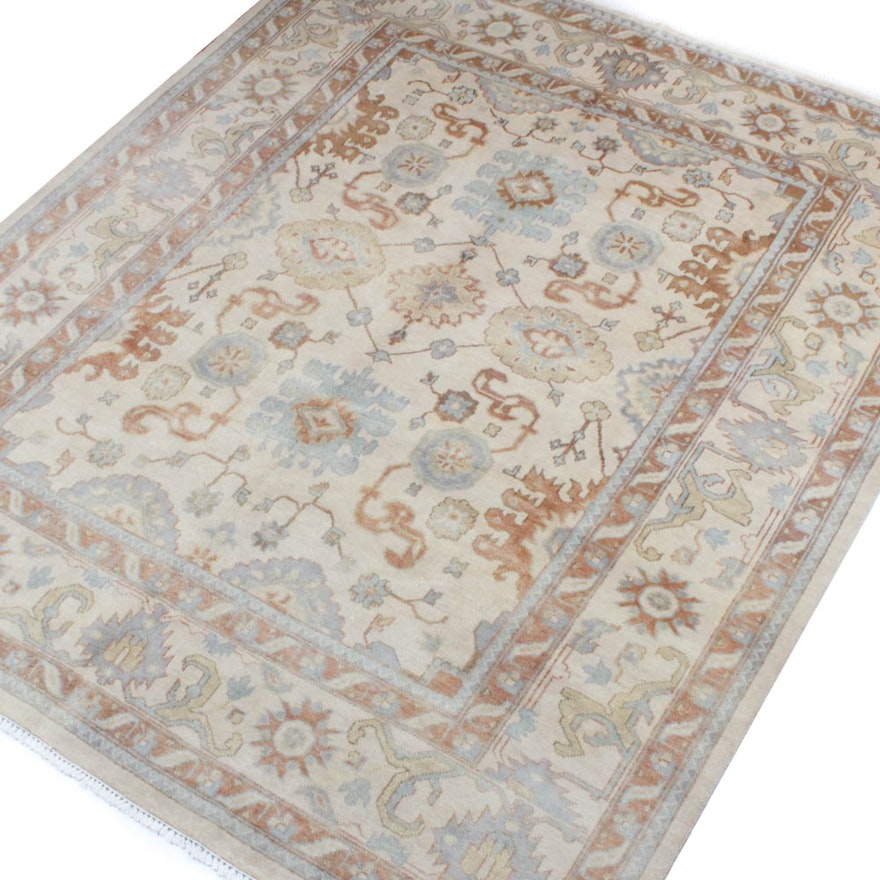 8'1 x 10'0 Hand-Knotted Indo-Turkish Oushak Room Size Rug