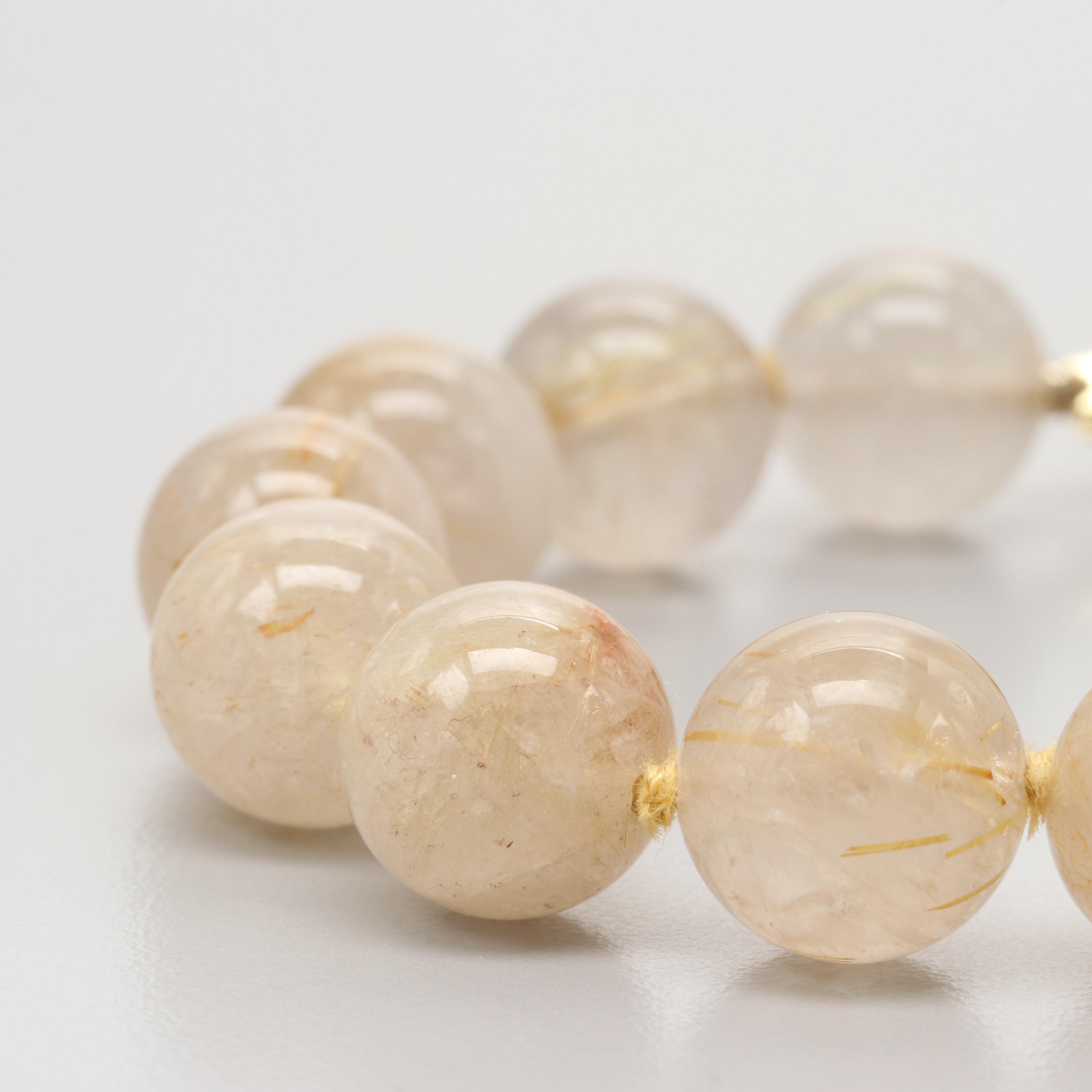 14K Yellow Gold Rutilated Quartz Bracelet