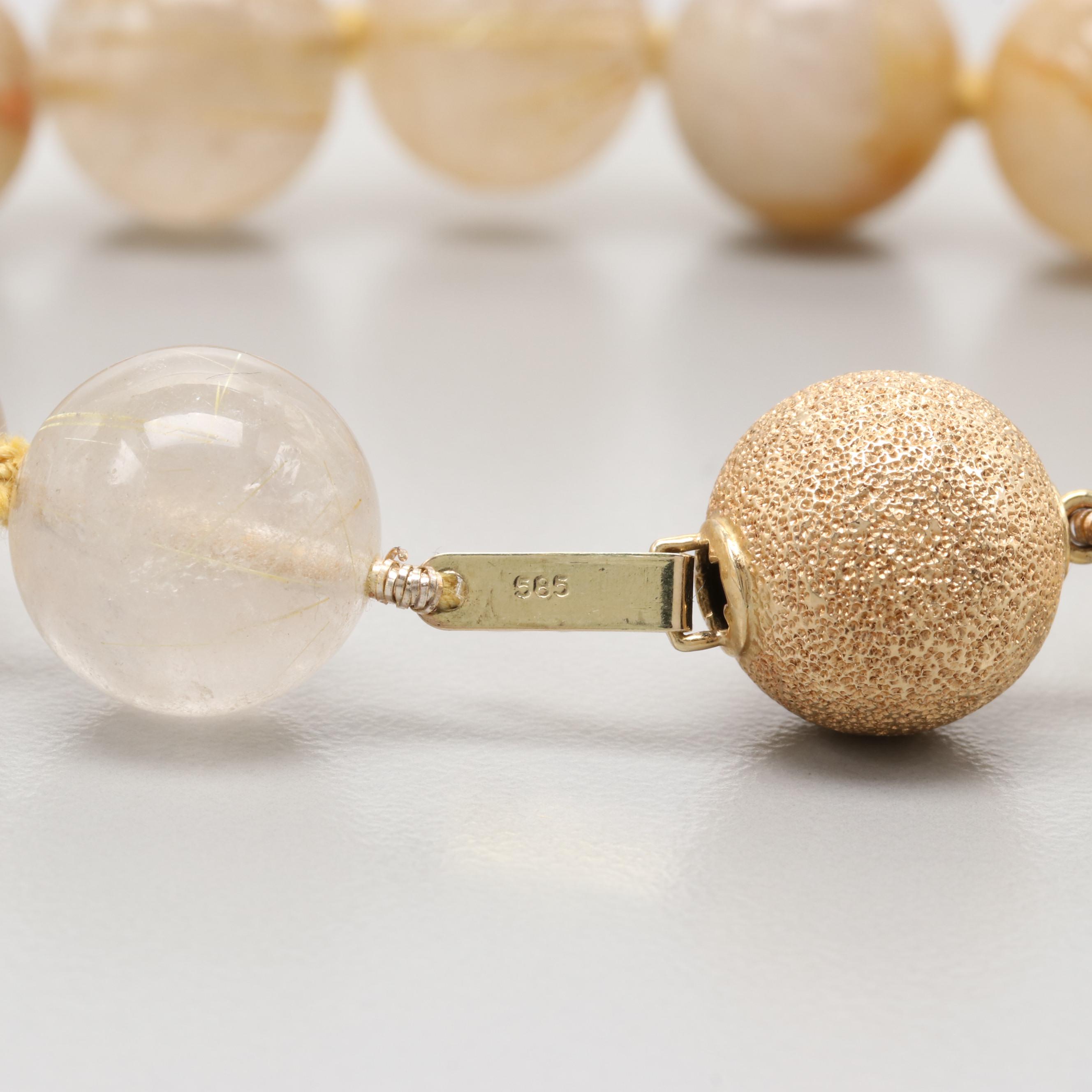 14K Yellow Gold Rutilated Quartz Bracelet