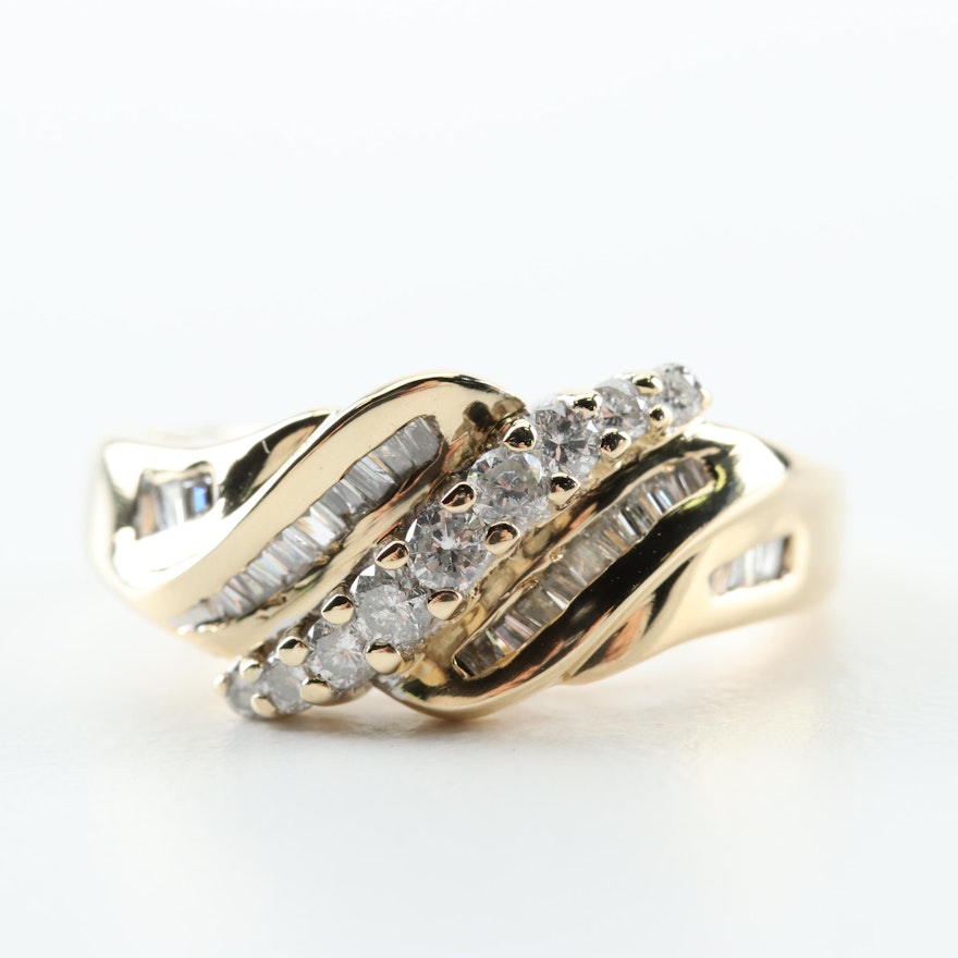 14K Yellow Gold and Diamond Ring