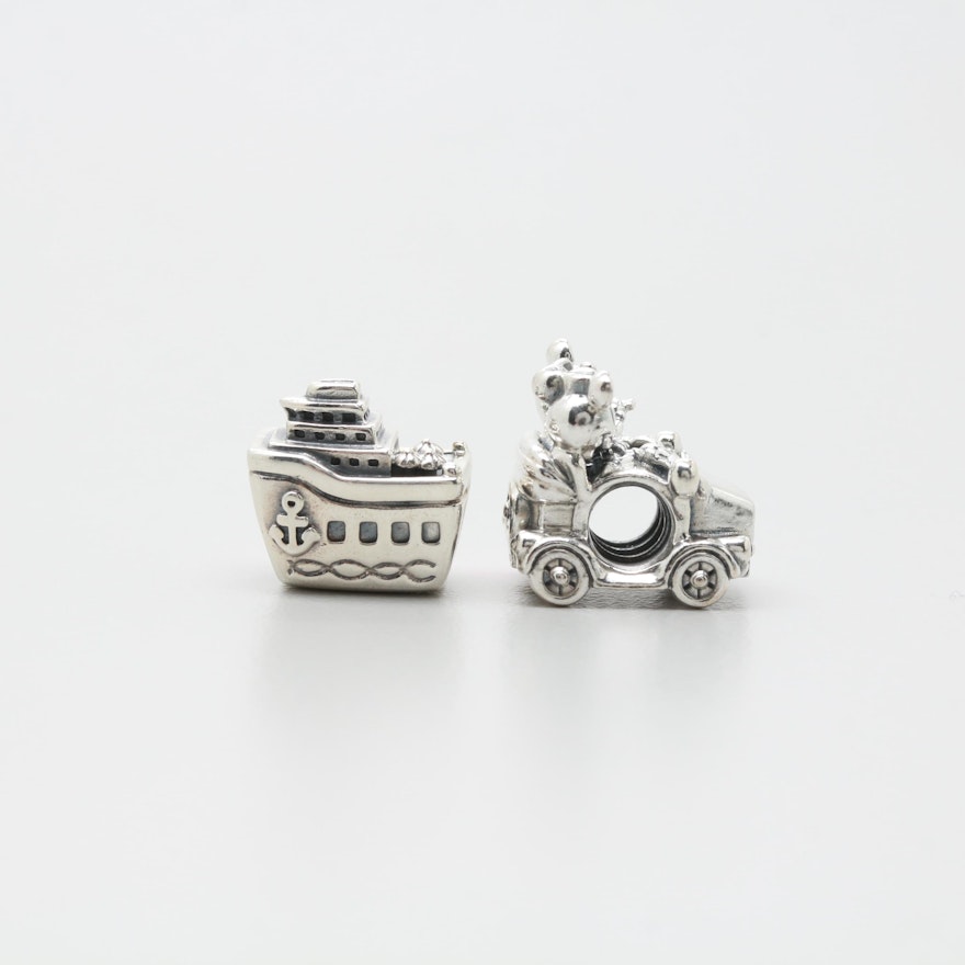 Pandora Sterling Sterling Silver Disney Cruise Chip and Mickey Mouse Charms