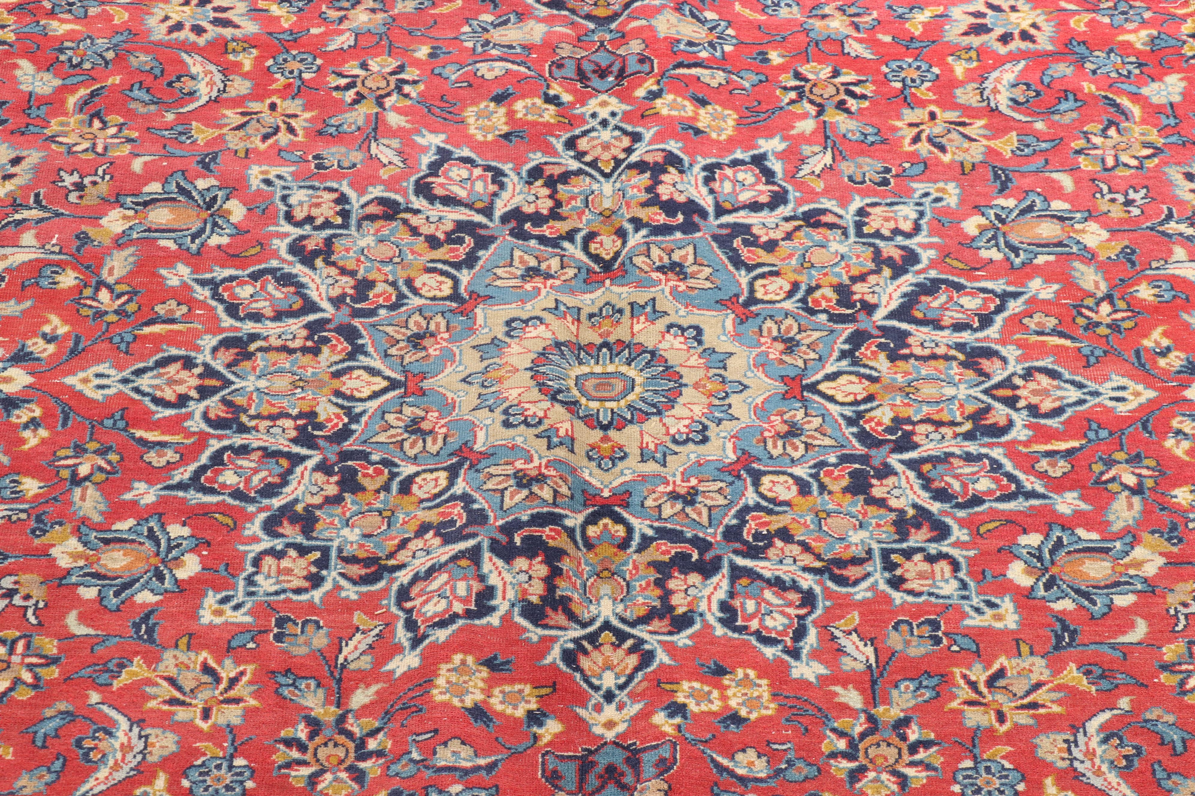 Hand-Knotted Persian Kashan Wool Room Sized Rug