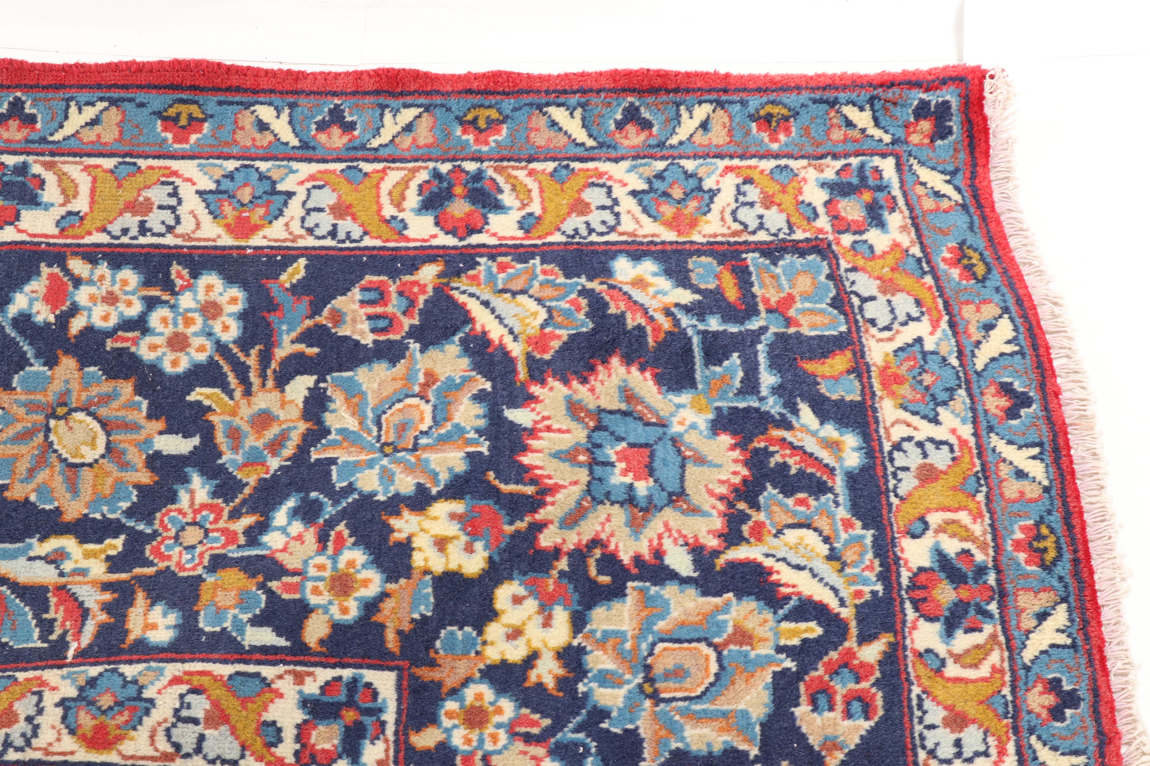 Hand-Knotted Persian Kashan Wool Room Sized Rug