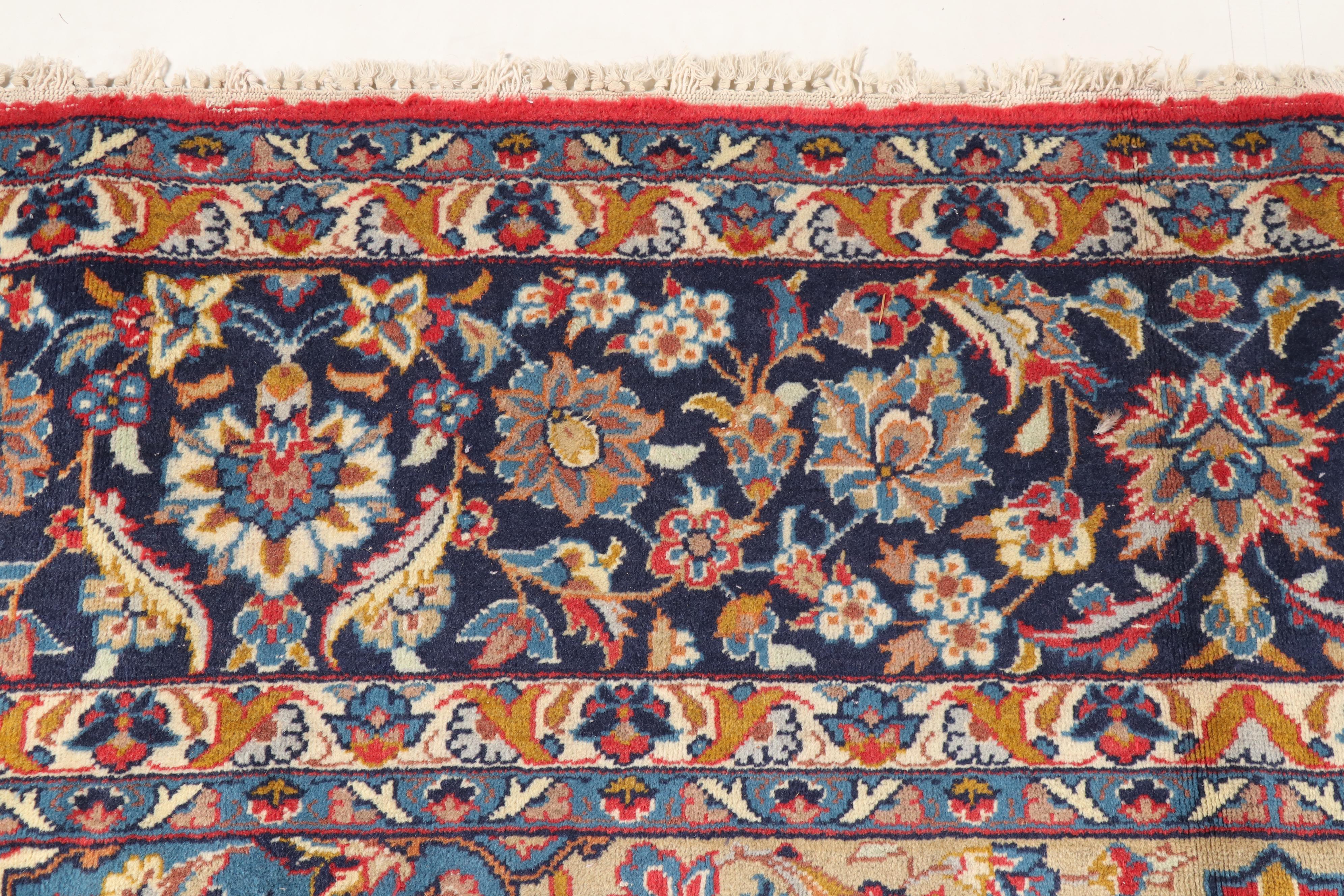 Hand-Knotted Persian Kashan Wool Room Sized Rug