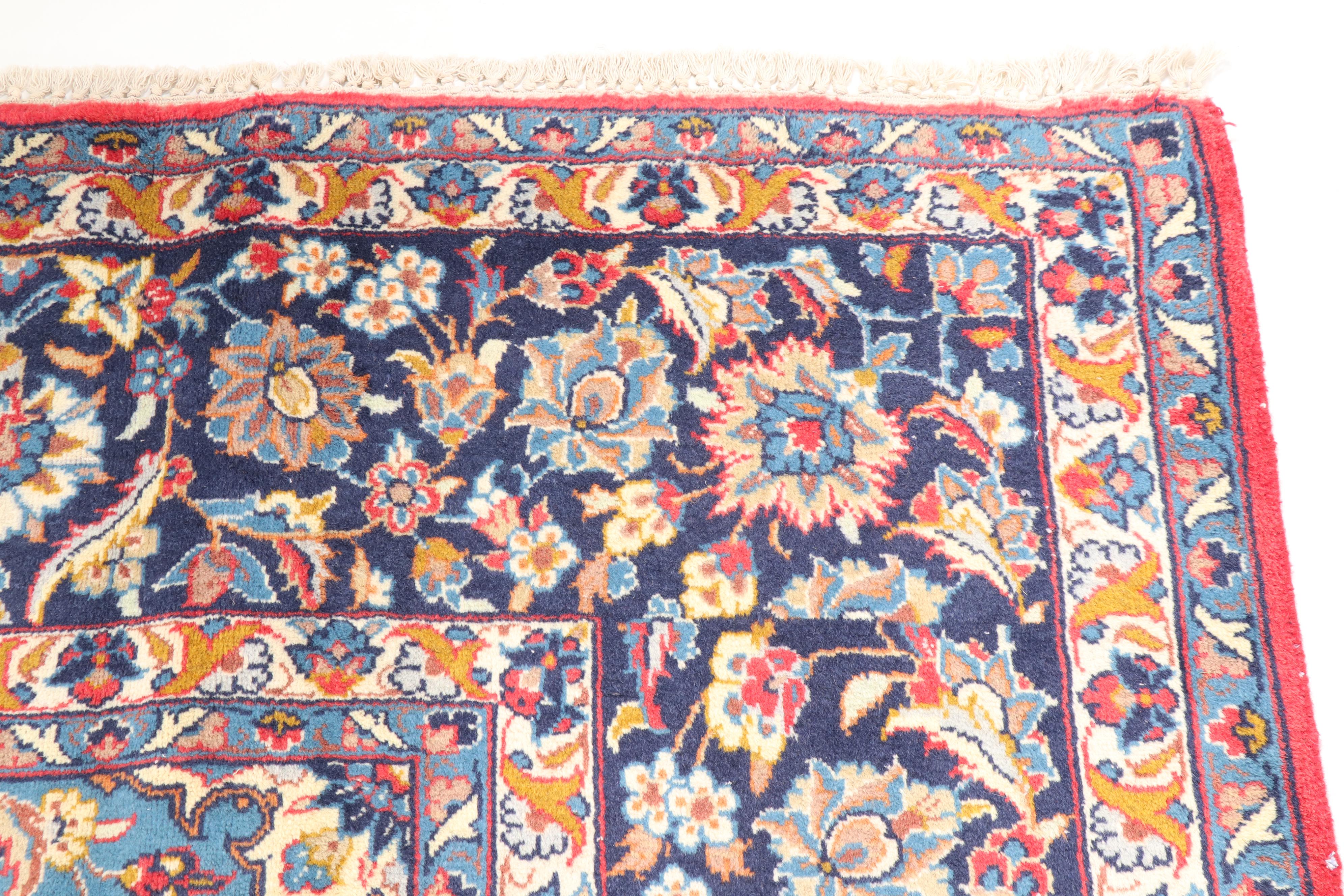 Hand-Knotted Persian Kashan Wool Room Sized Rug