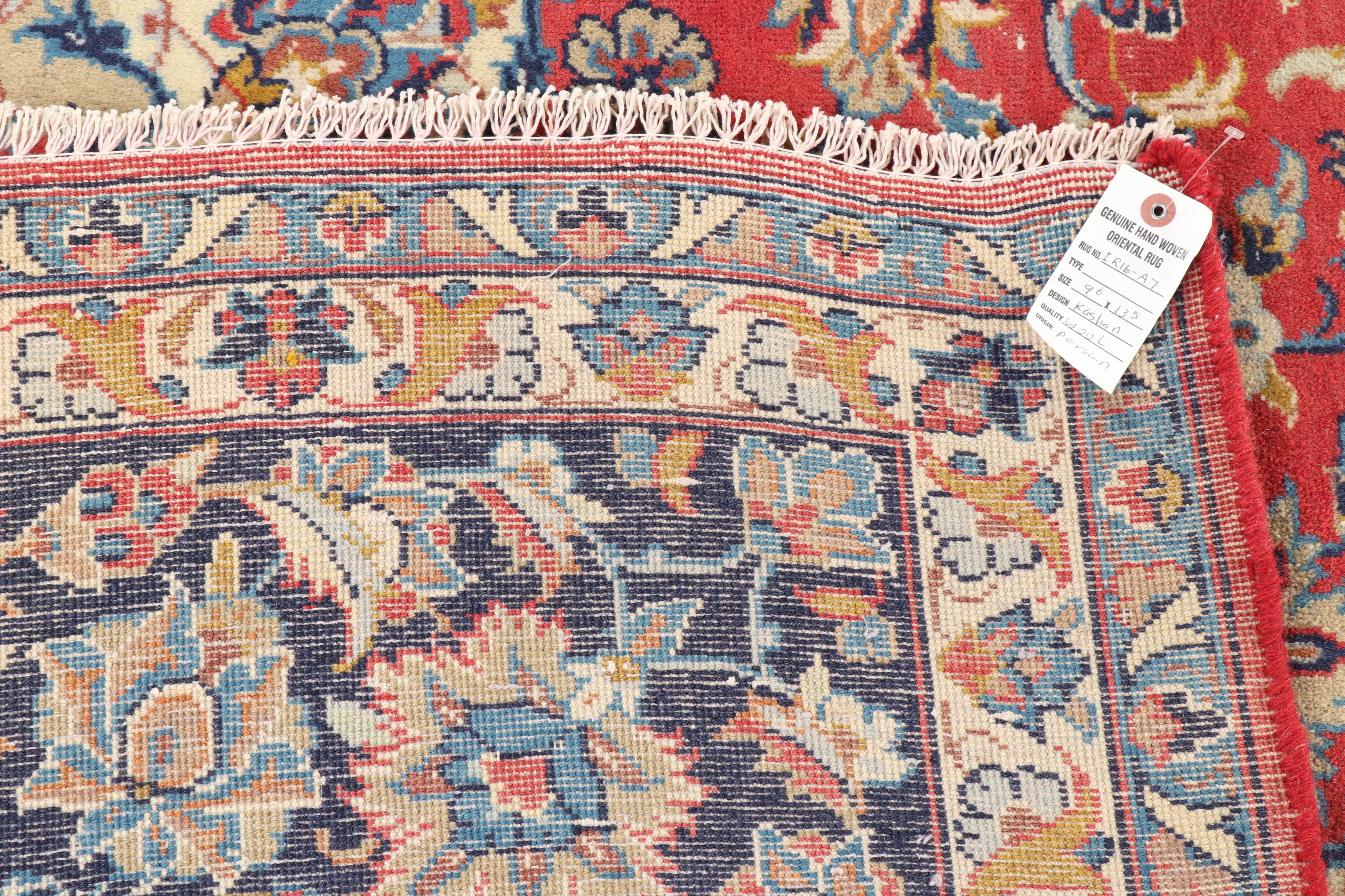 Hand-Knotted Persian Kashan Wool Room Sized Rug