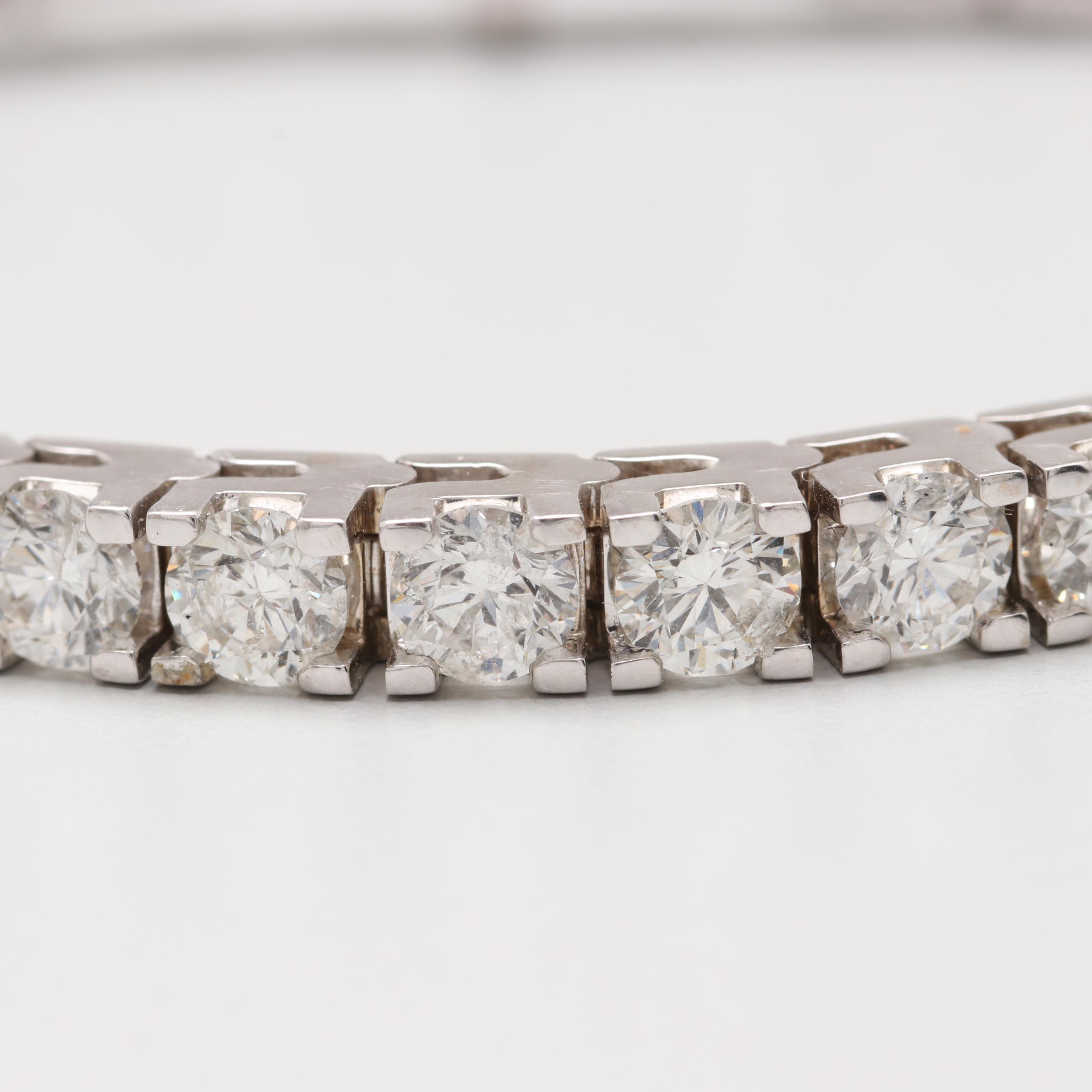 14K White Gold 10.94 CTW Diamond Tennis Bracelet