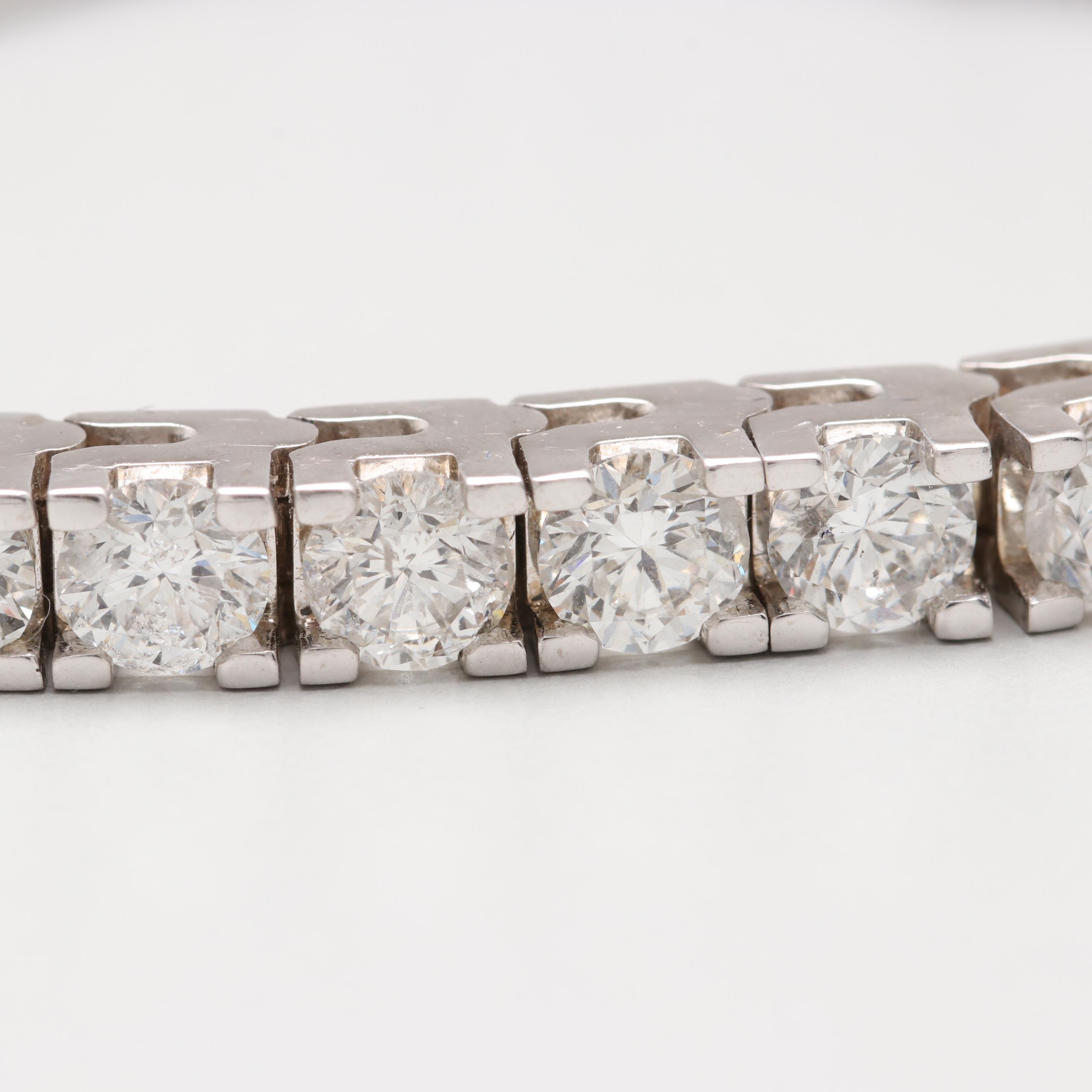 14K White Gold 10.94 CTW Diamond Tennis Bracelet