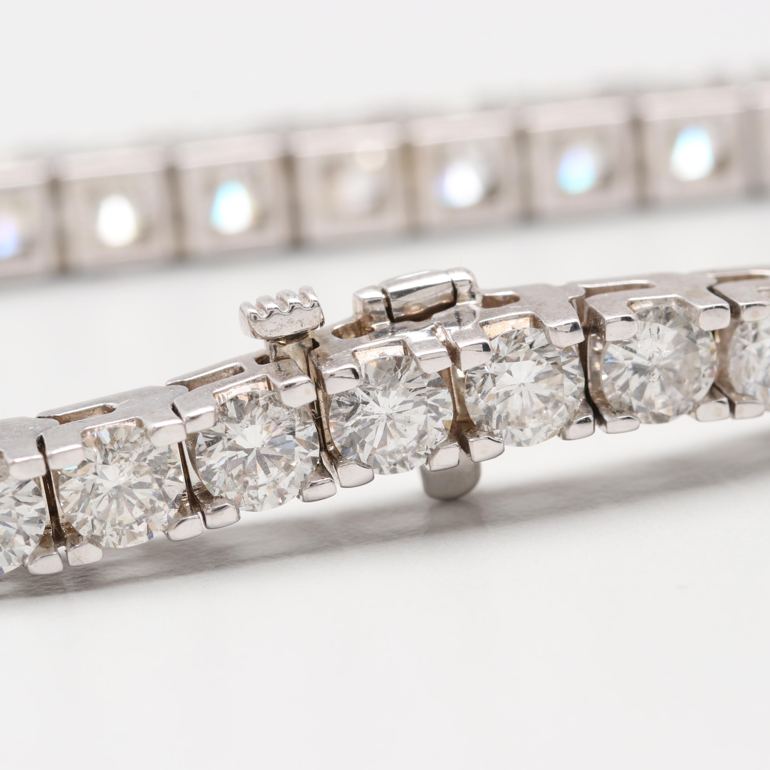 14K White Gold 10.94 CTW Diamond Tennis Bracelet