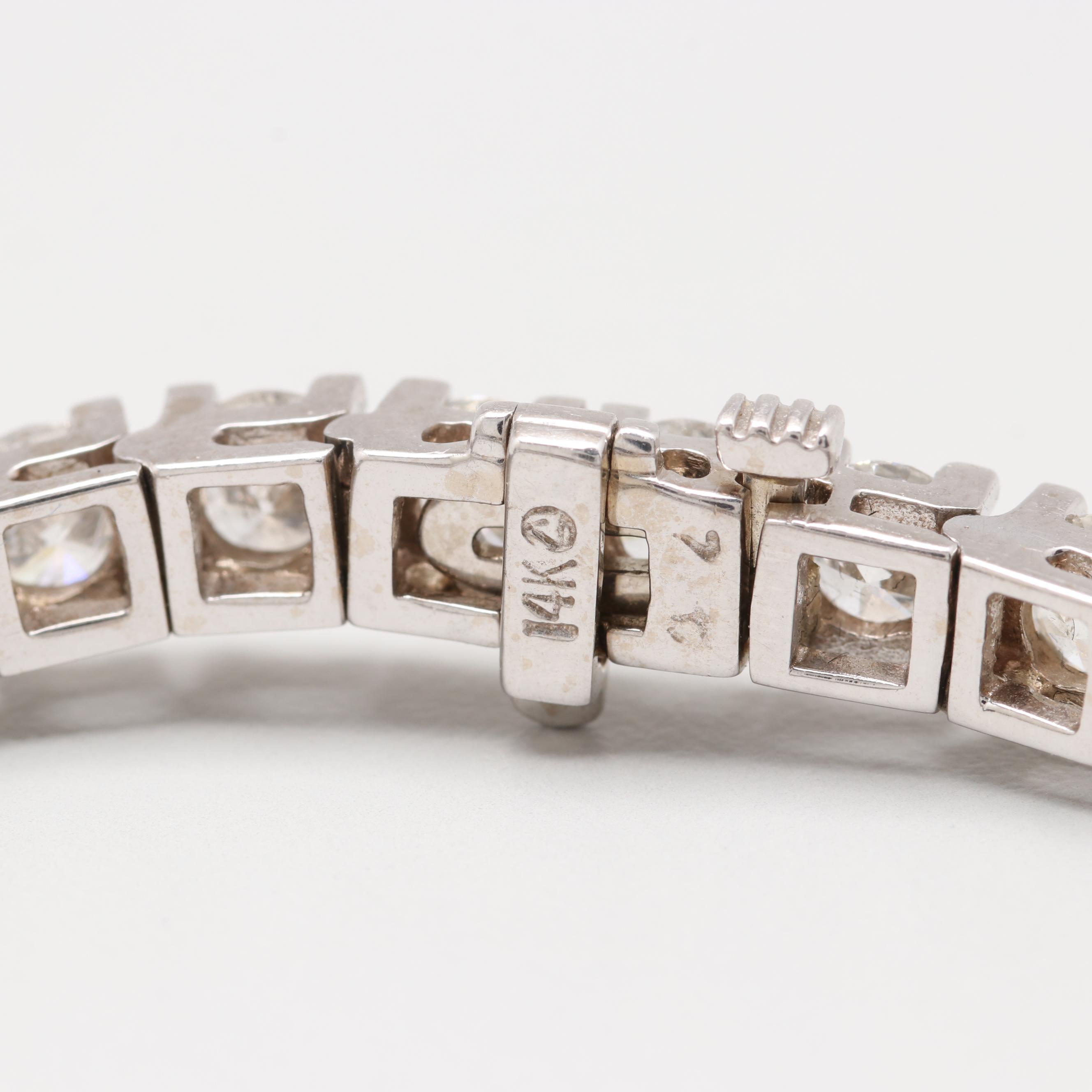 14K White Gold 10.94 CTW Diamond Tennis Bracelet