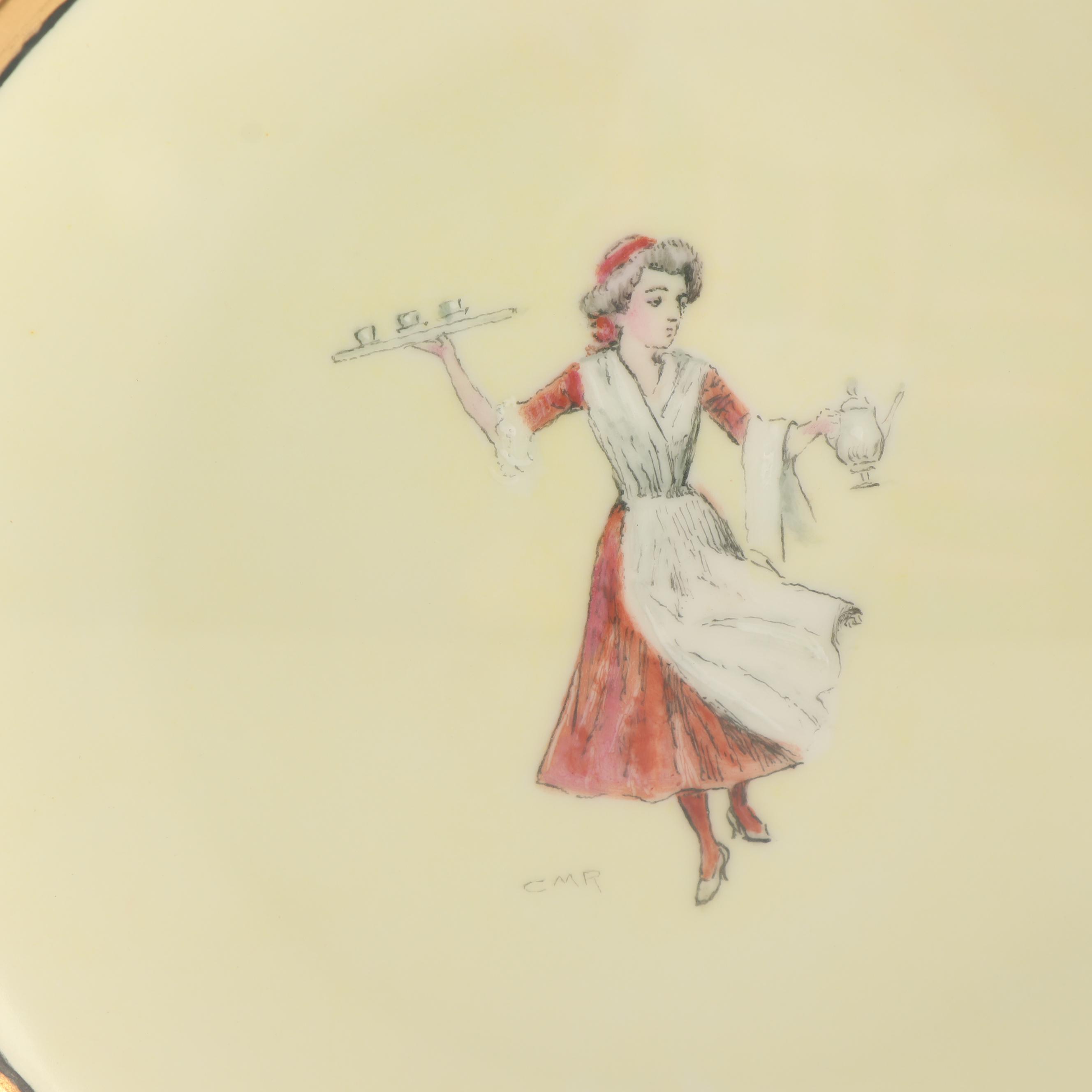 Haviland Limoges Hobbyist Painted Porcelain Plates in Display Cases