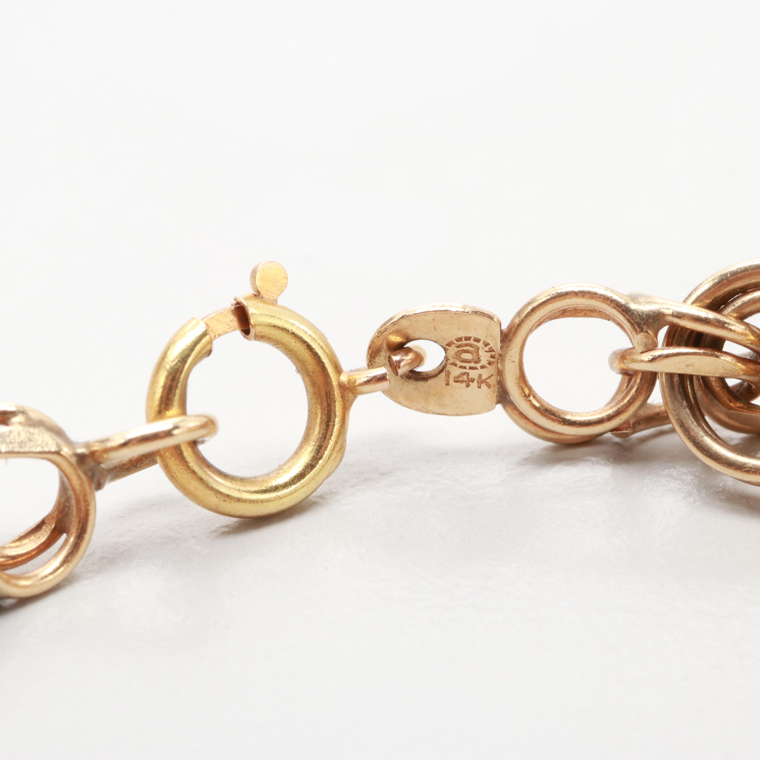 Vintage 14K Yellow Gold Charm Bracelet with 18K, 14K and 9K Gold Charms