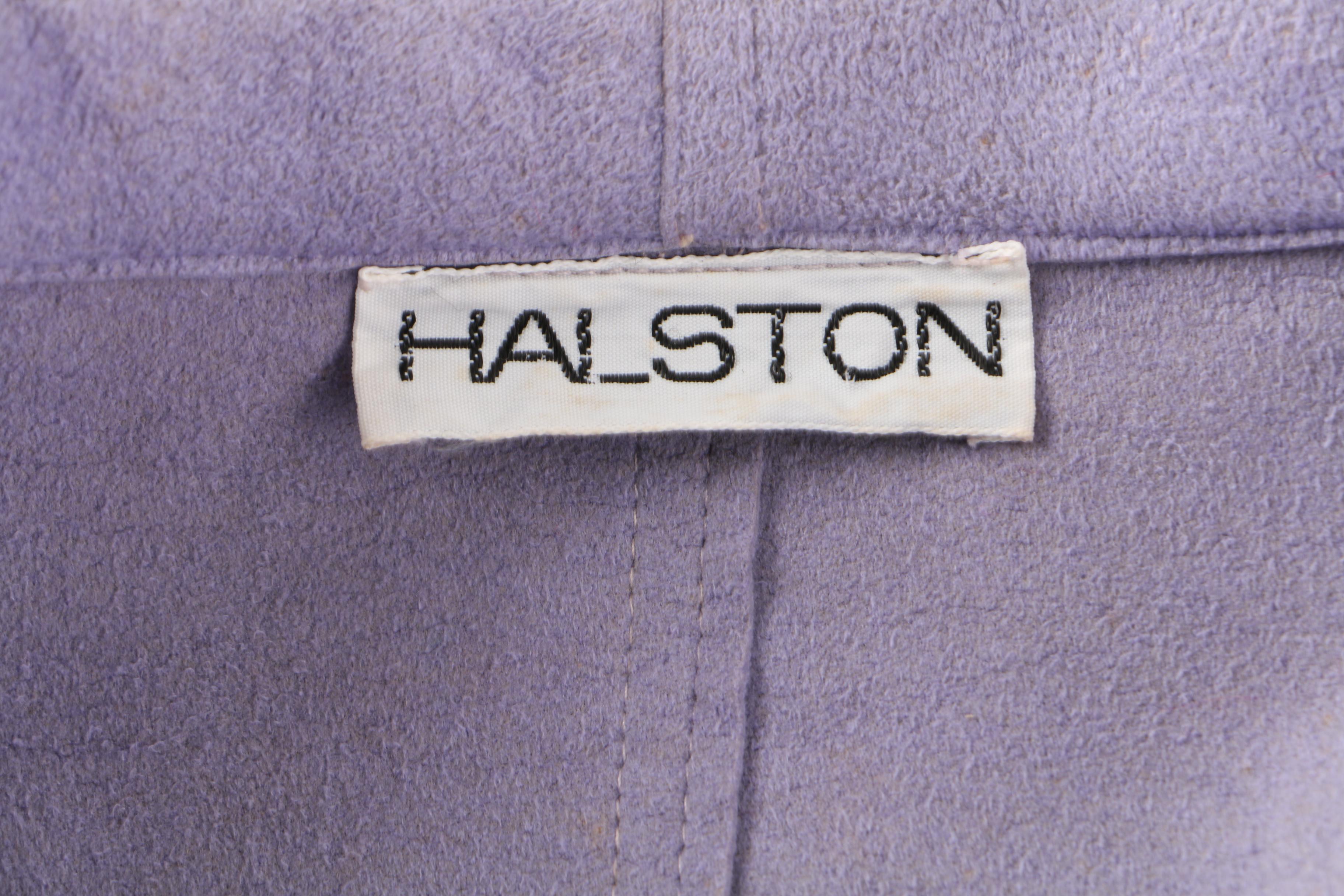 Women's 1970s Vintage Halston Periwinkle Ultrasuede Skirt Suit