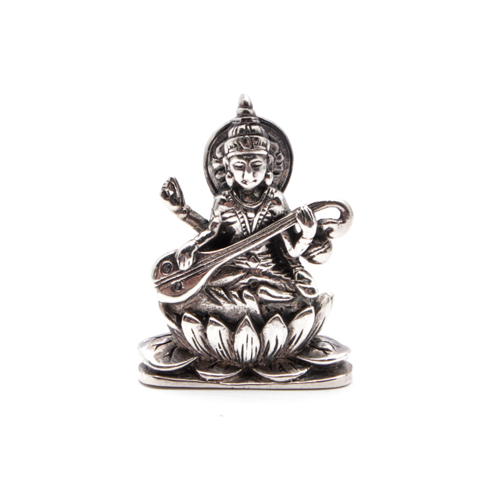 Sterling Silver Saraswati with Veena Pendant