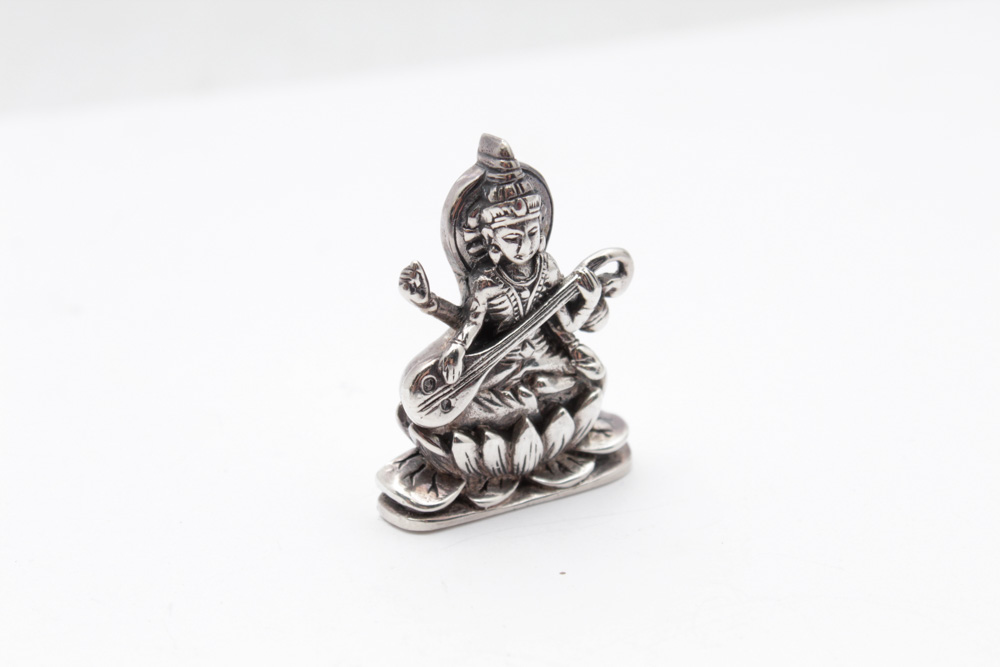 Sterling Silver Saraswati with Veena Pendant
