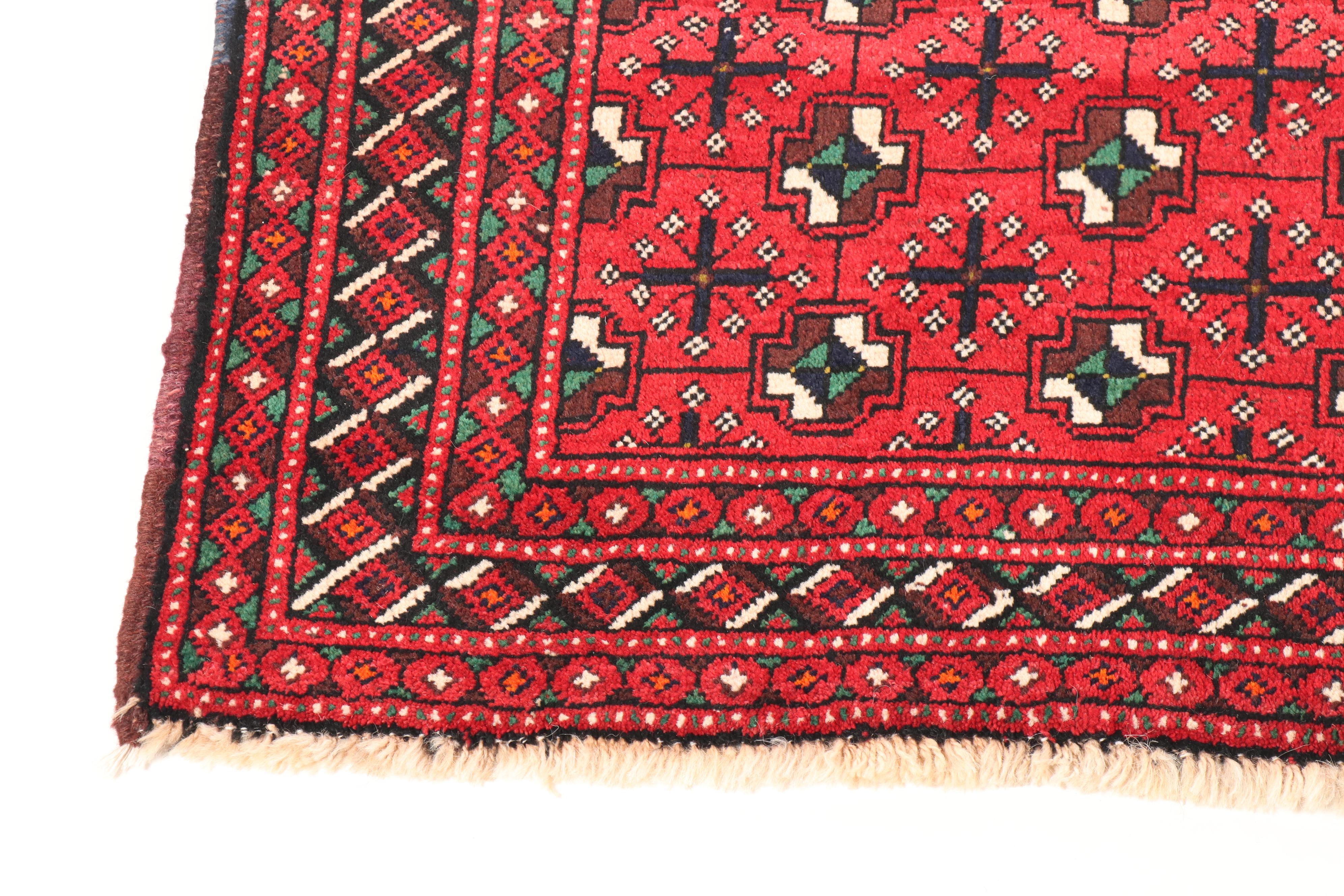 Hand-Knotted Persian Turkmen Wool Area Rug