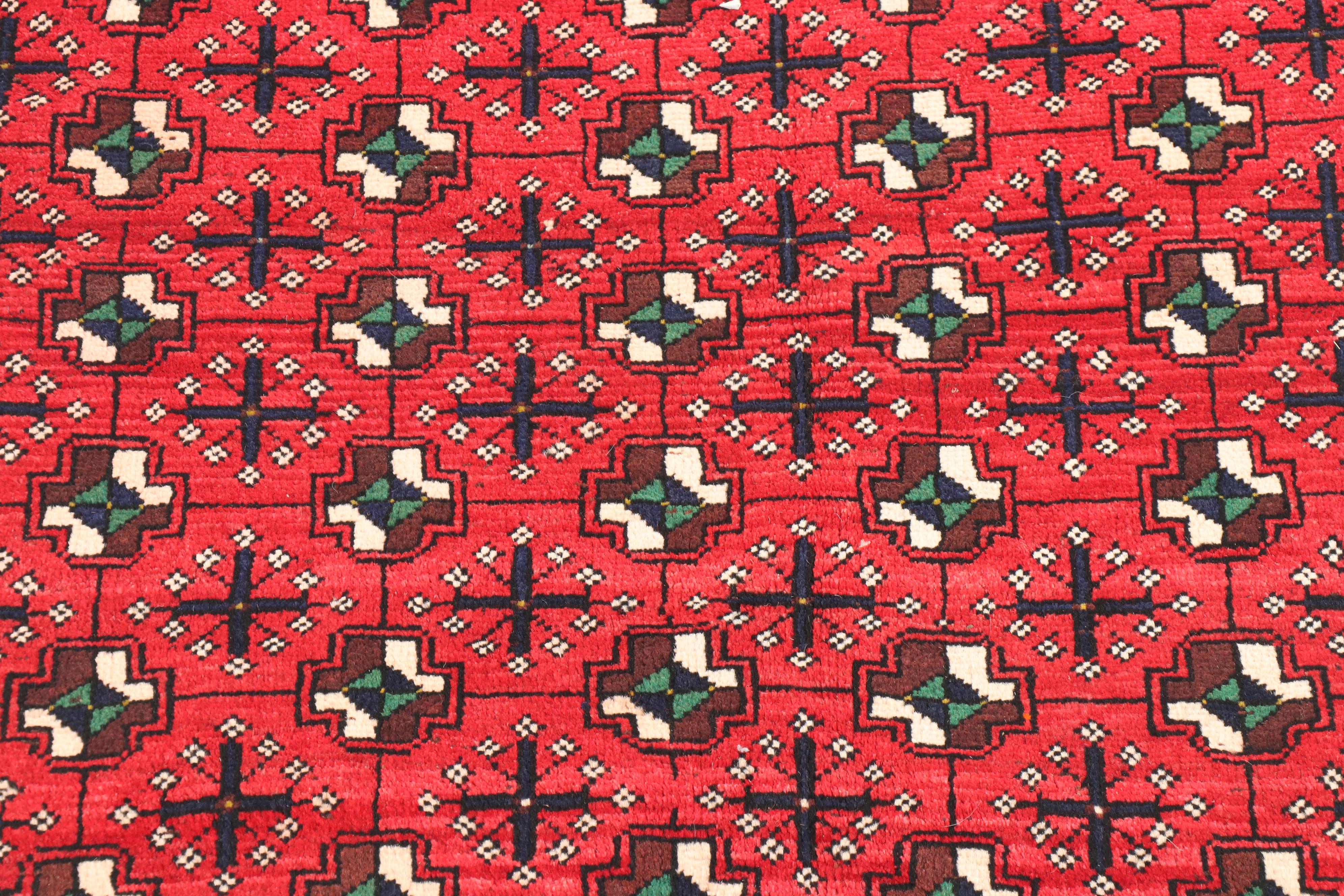 Hand-Knotted Persian Turkmen Wool Area Rug