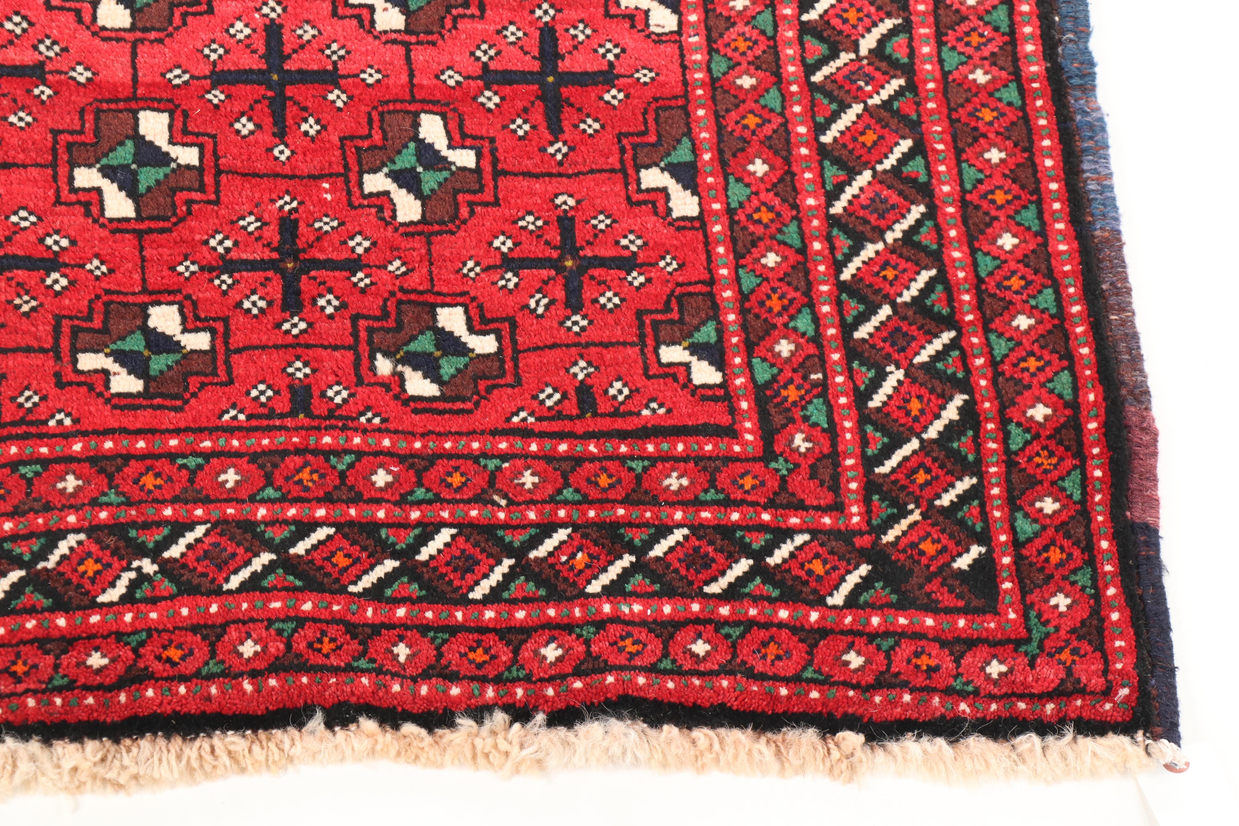 Hand-Knotted Persian Turkmen Wool Area Rug