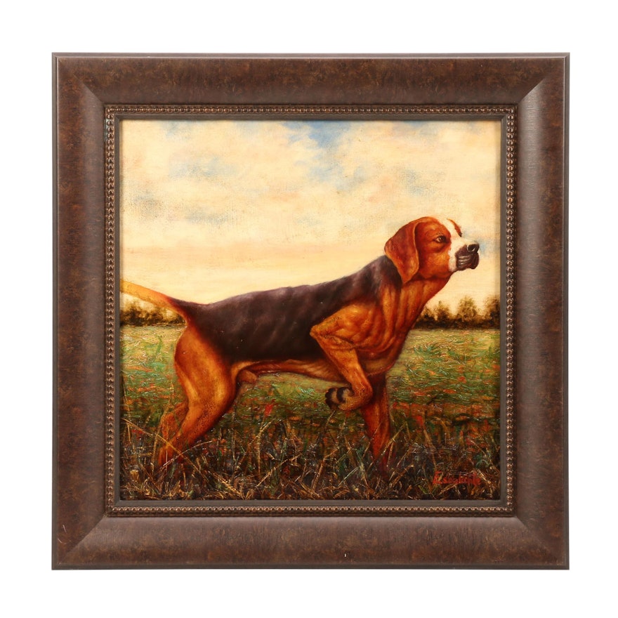 Escalante Oil Painting of Hunting Dog