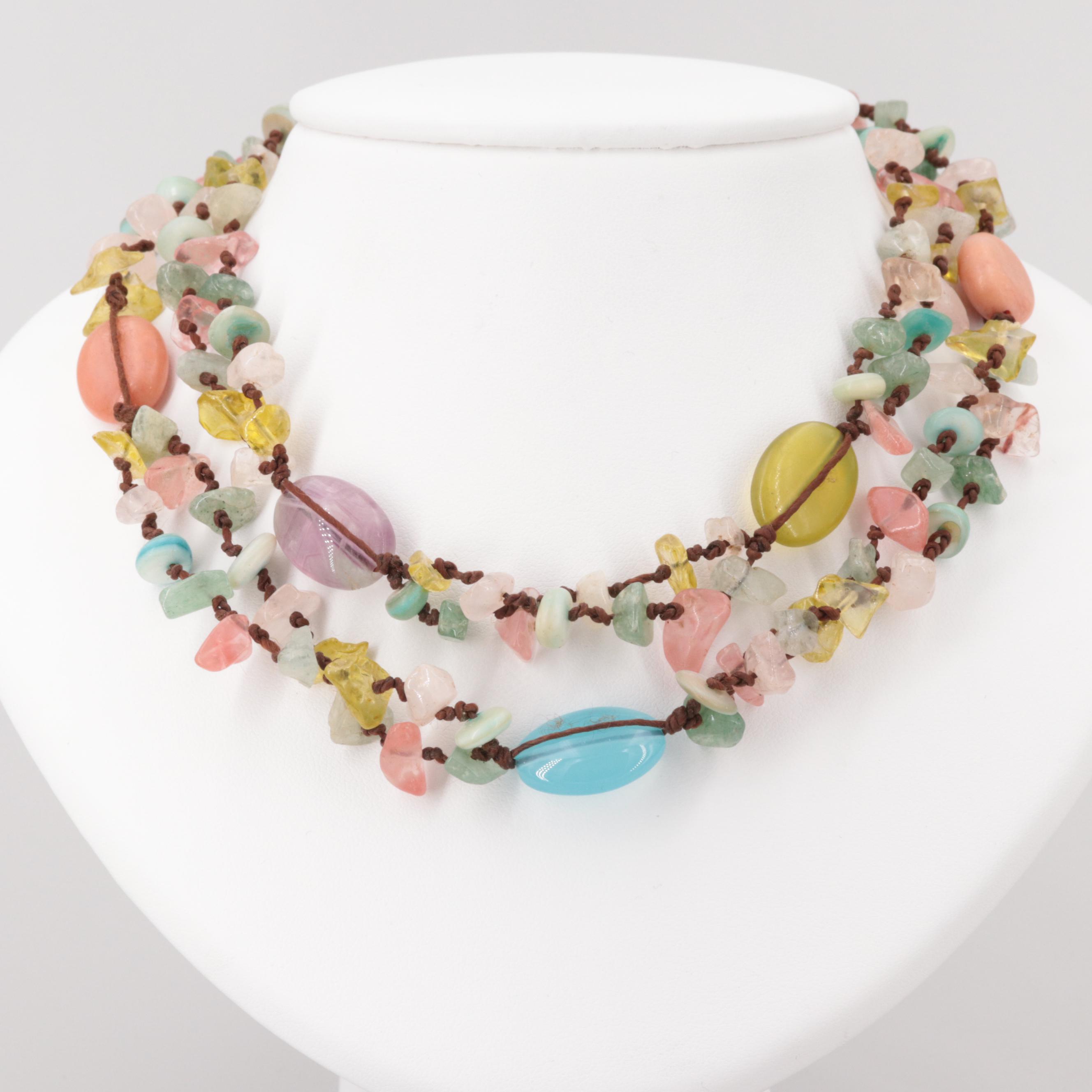 Fluorite, Aventurine and Chalcedony Necklace