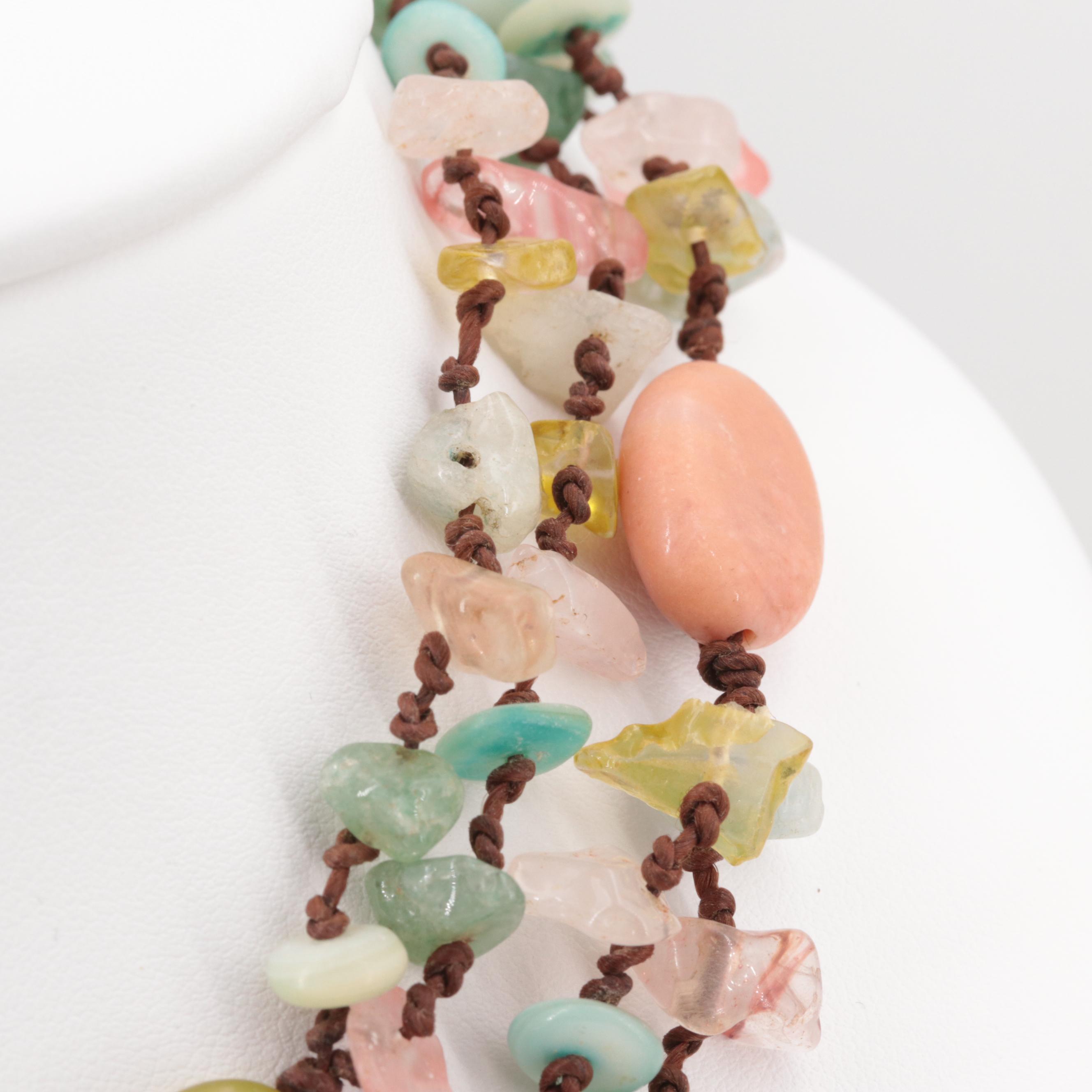 Fluorite, Aventurine and Chalcedony Necklace