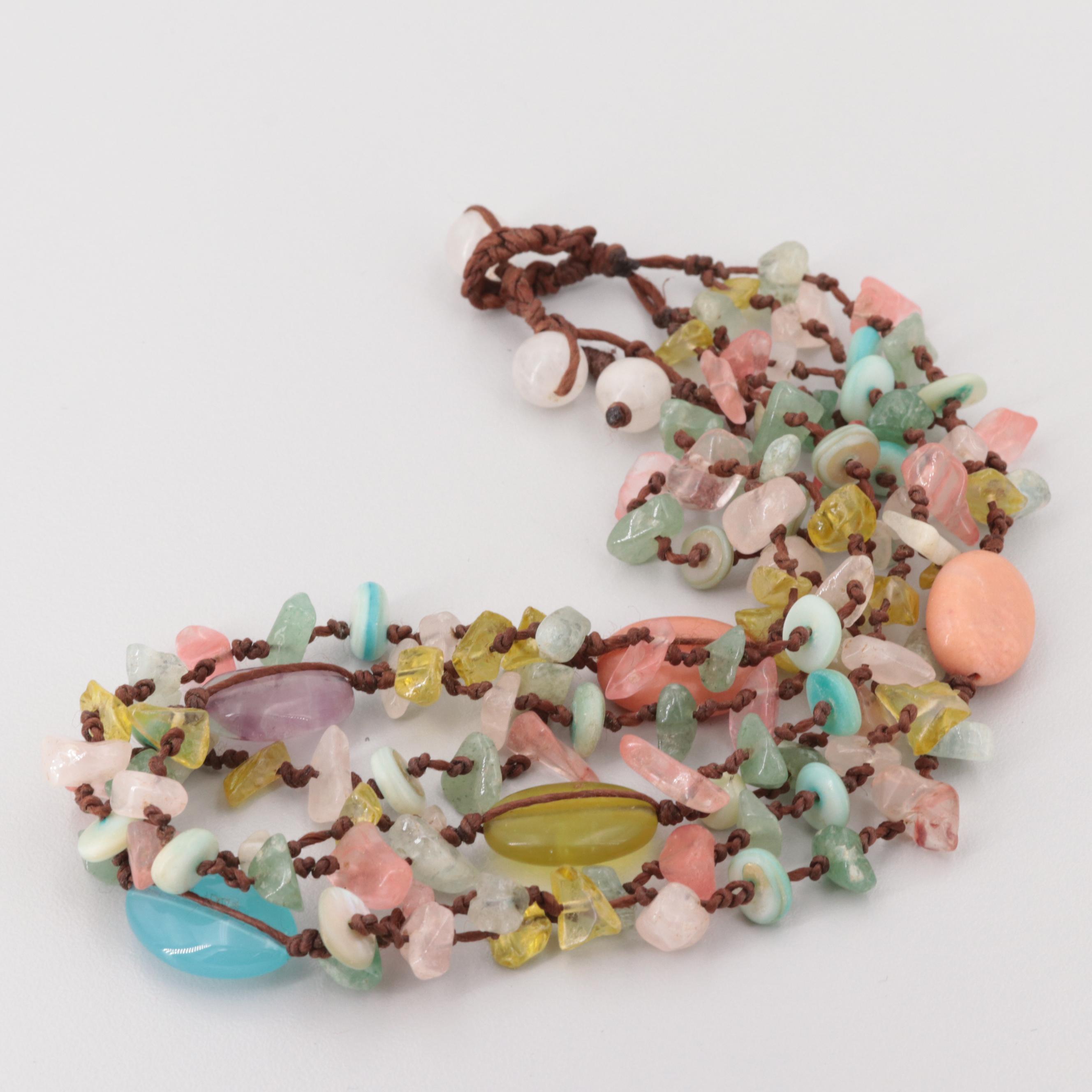 Fluorite, Aventurine and Chalcedony Necklace