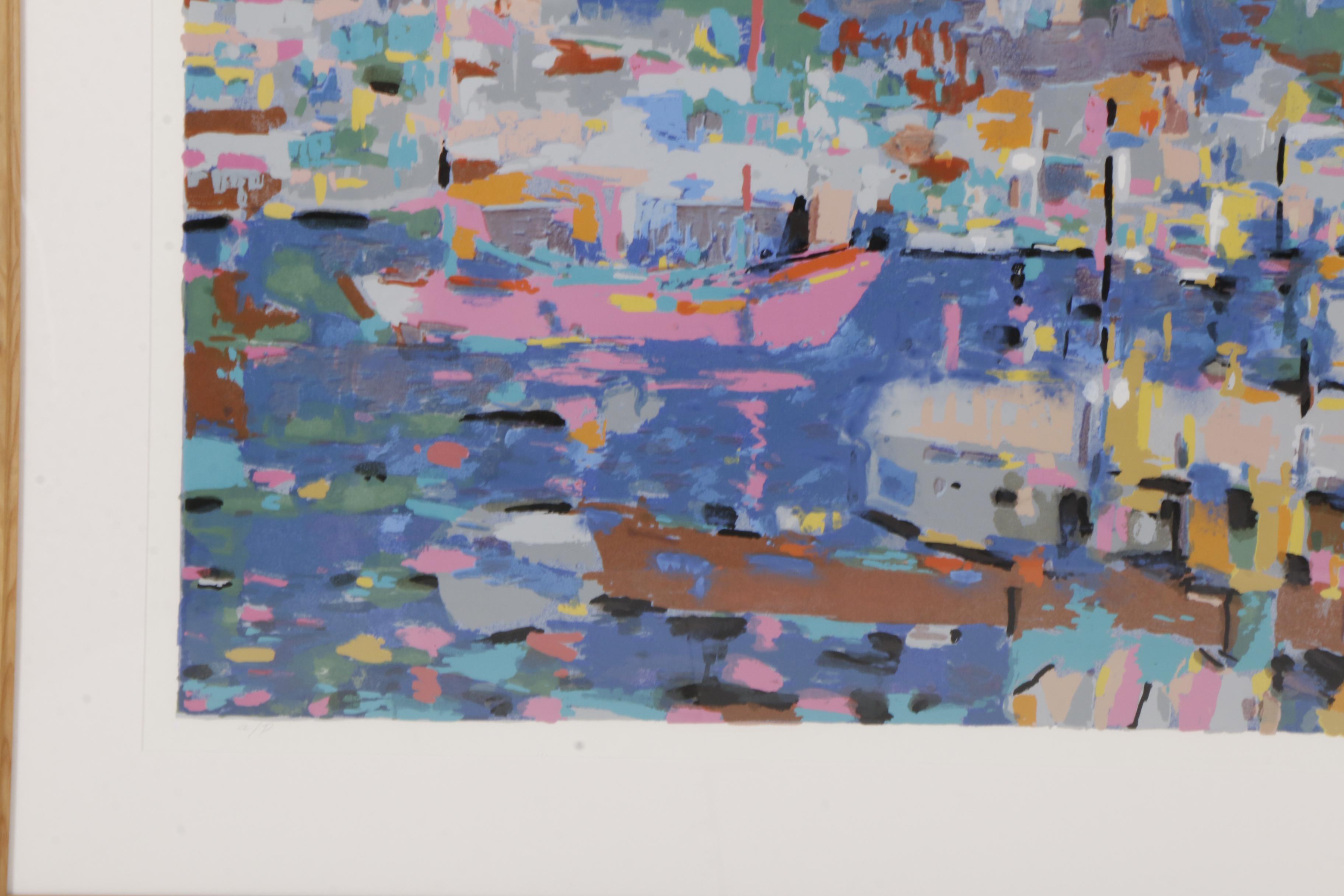 Jen Pang Artist Proof Serigraph "Pink Cruise with Green Mountains"