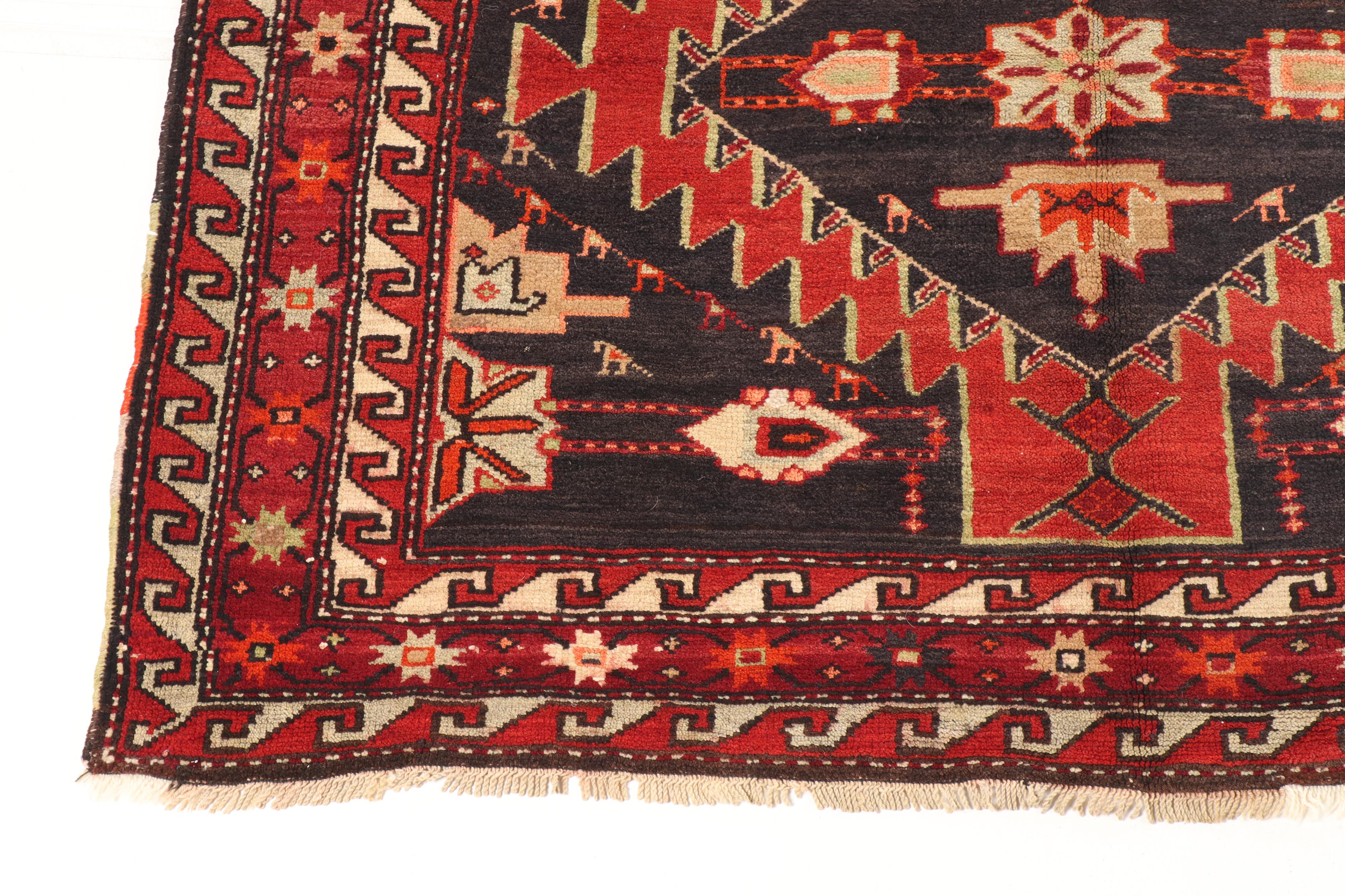 Hand-Knotted Caucasian Karabagh Wool Long Rug
