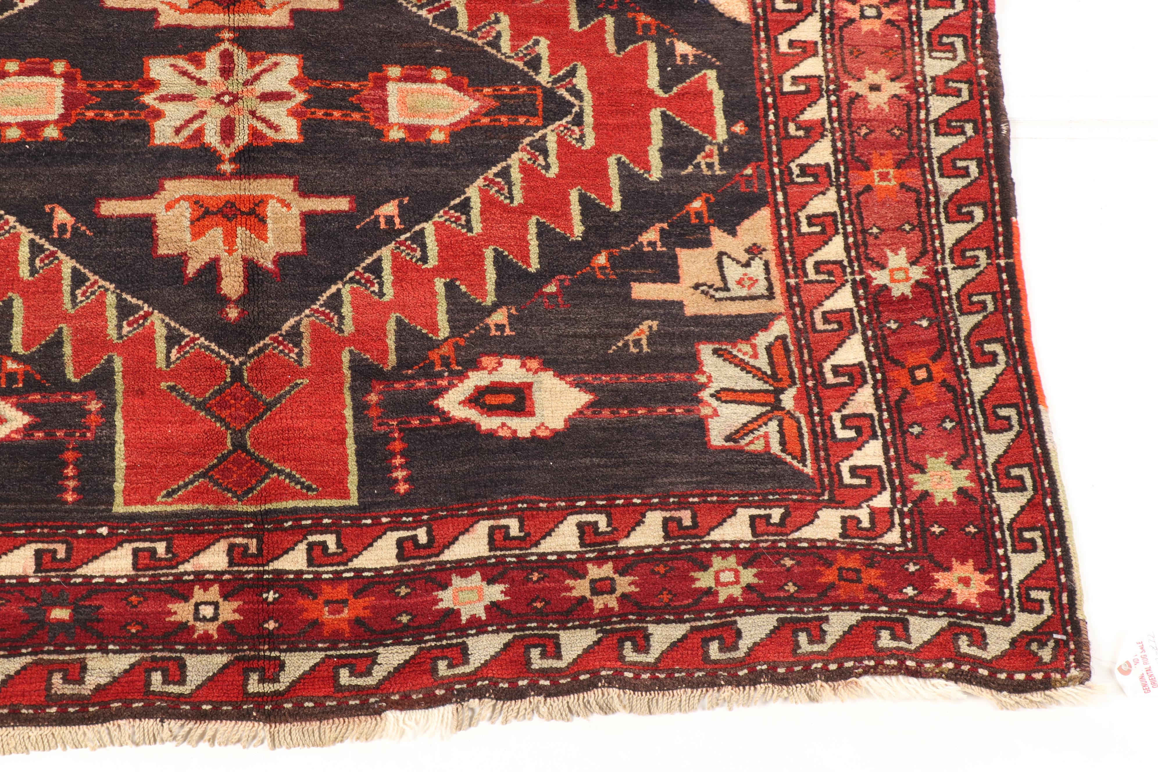 Hand-Knotted Caucasian Karabagh Wool Long Rug