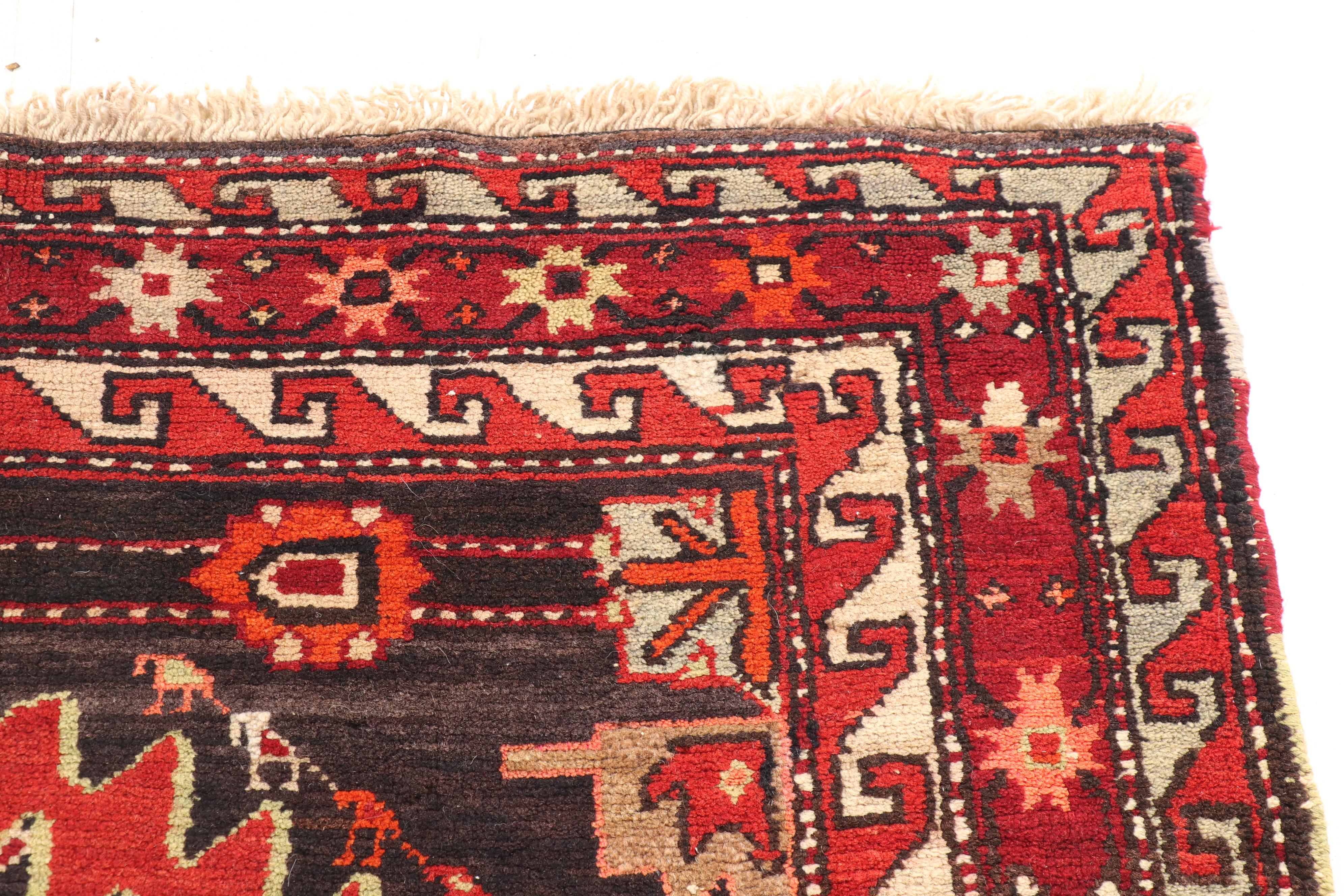 Hand-Knotted Caucasian Karabagh Wool Long Rug