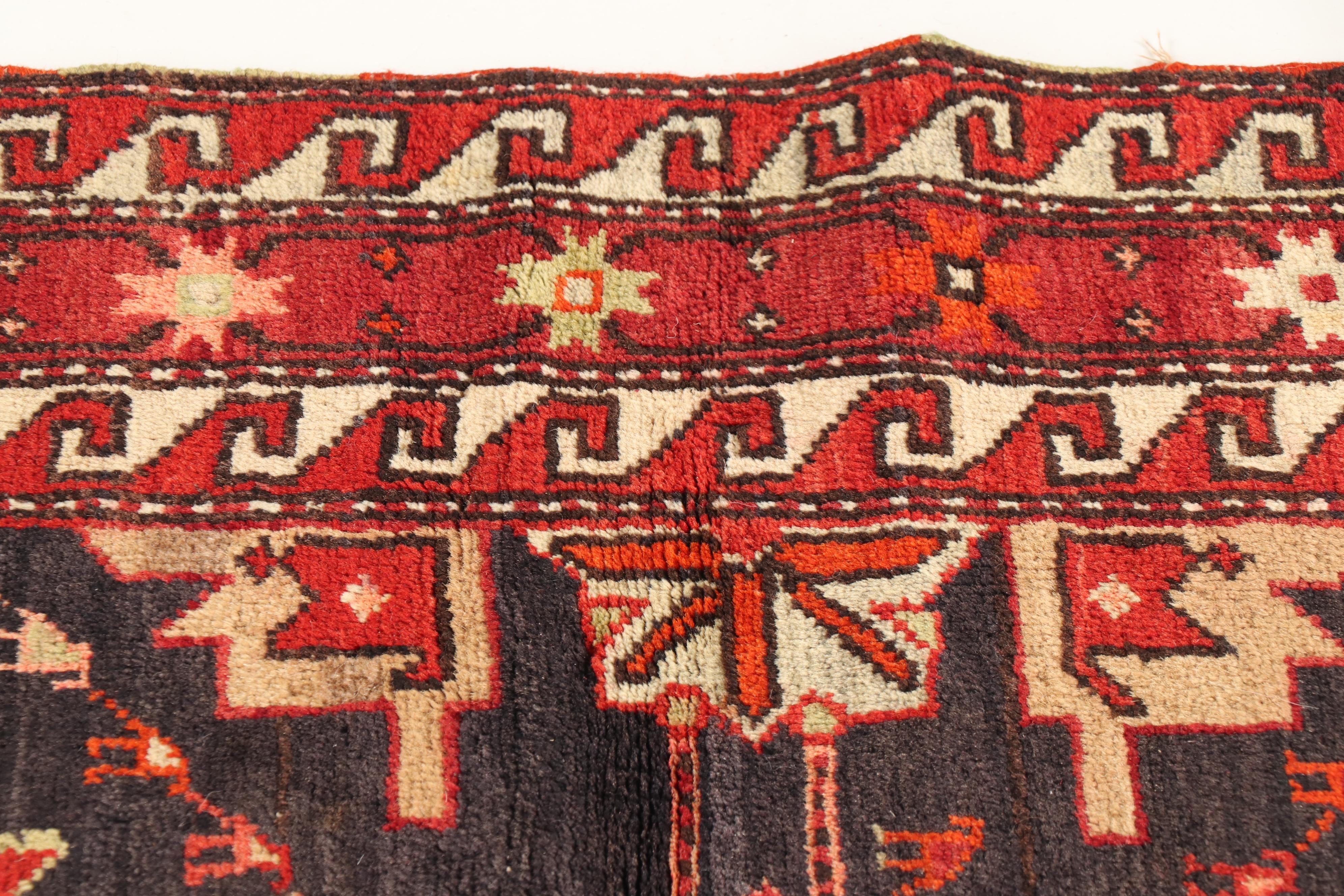 Hand-Knotted Caucasian Karabagh Wool Long Rug