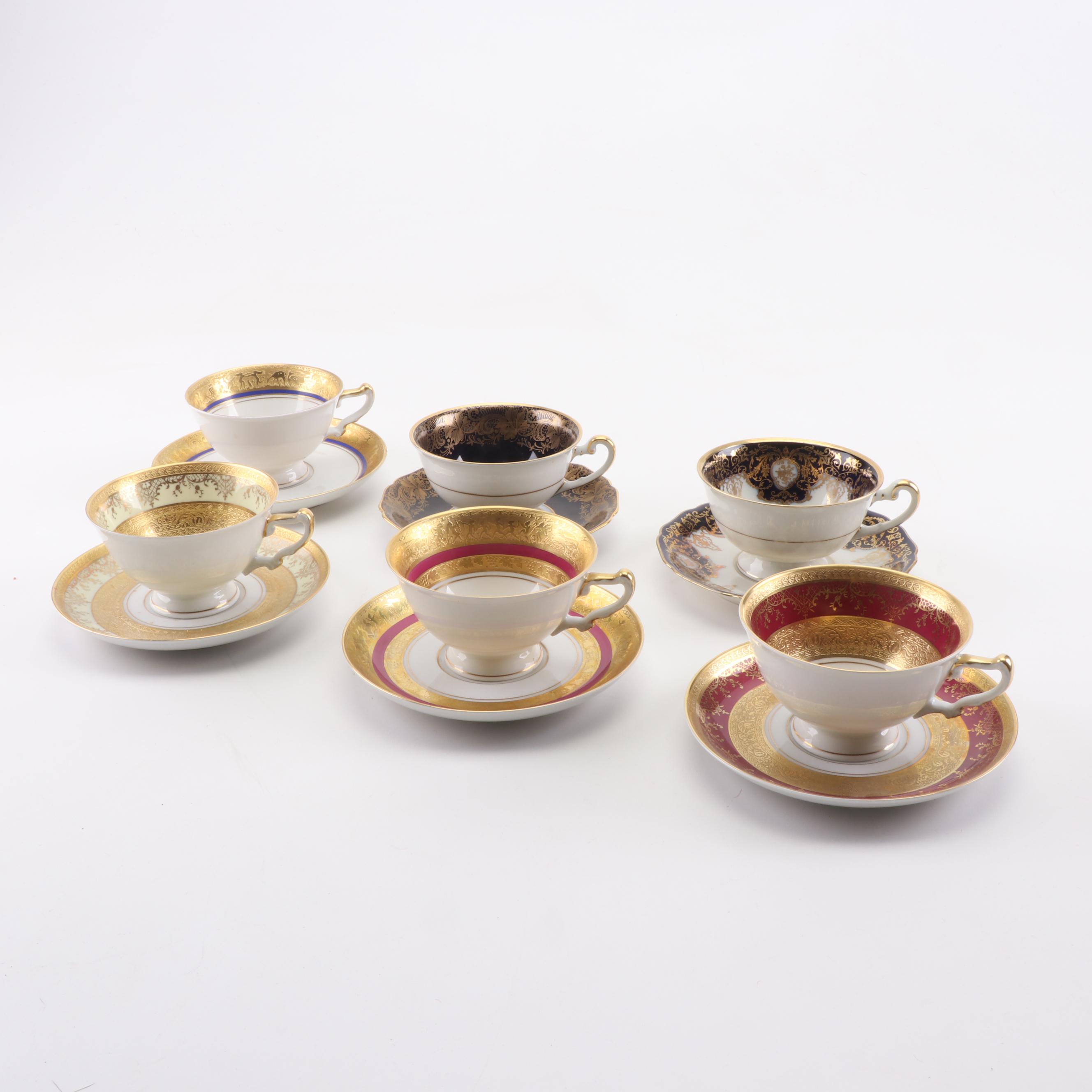 Heinrich and Hutschenreuther Porcelain Cups and Saucers