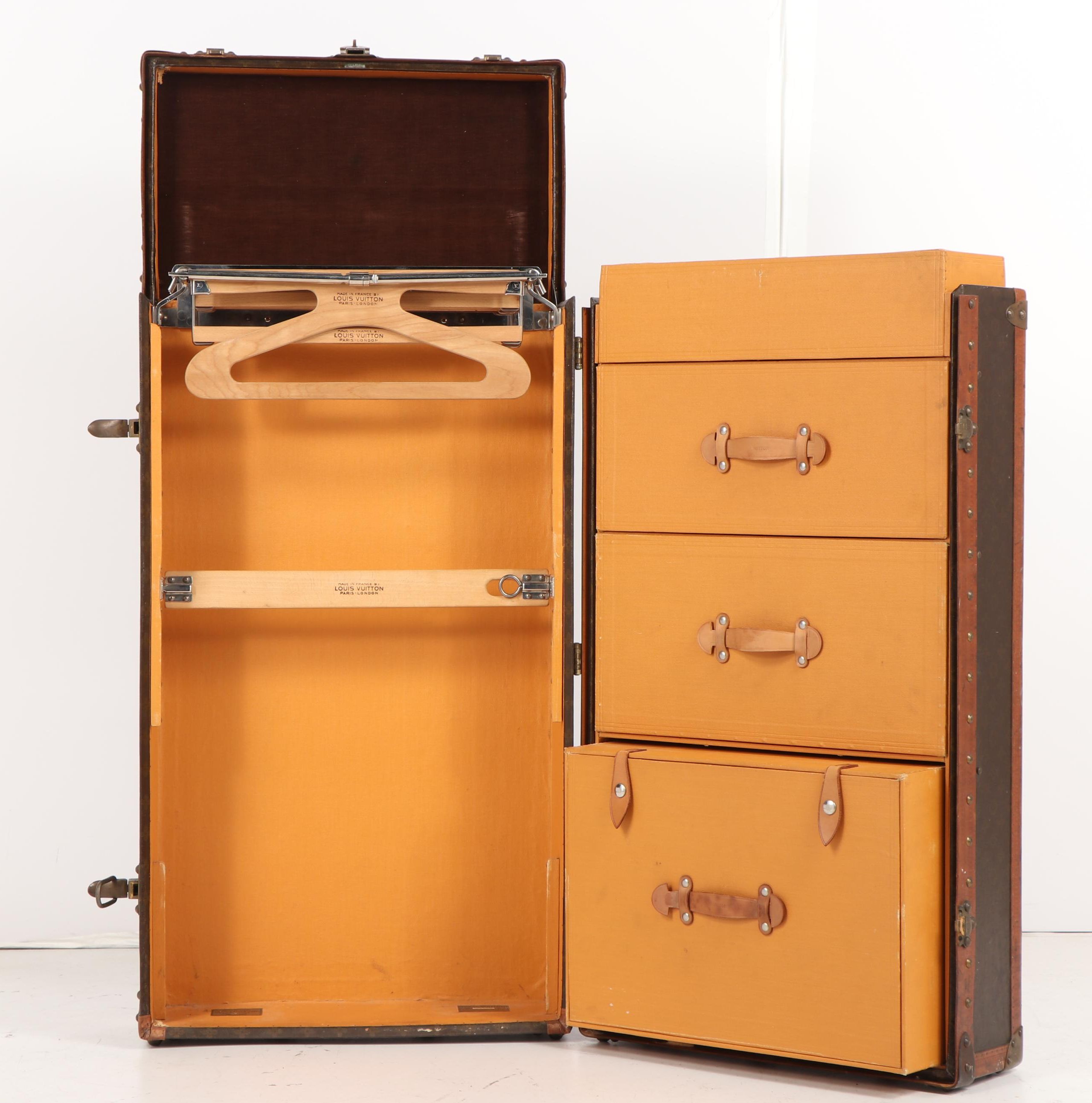 Louis Vuitton of Paris Monogram Canvas Steamer Trunk, circa 1920