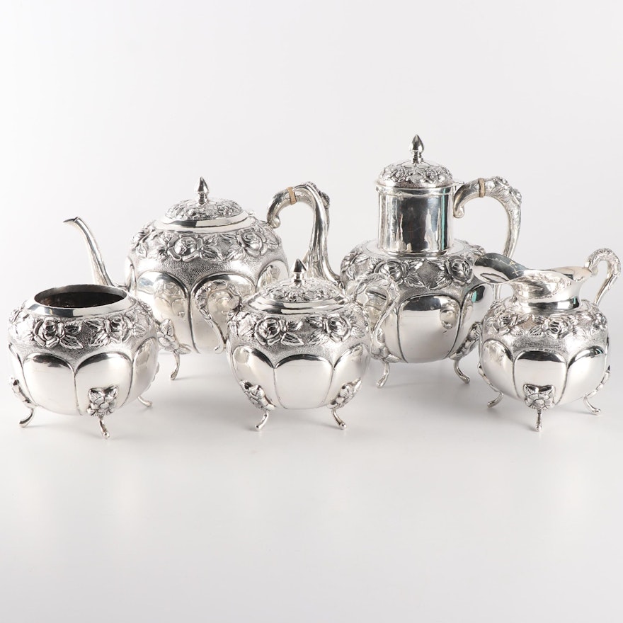 Real Silver Factory Sterling Silver Five-Piece Tea and Coffee Service Set