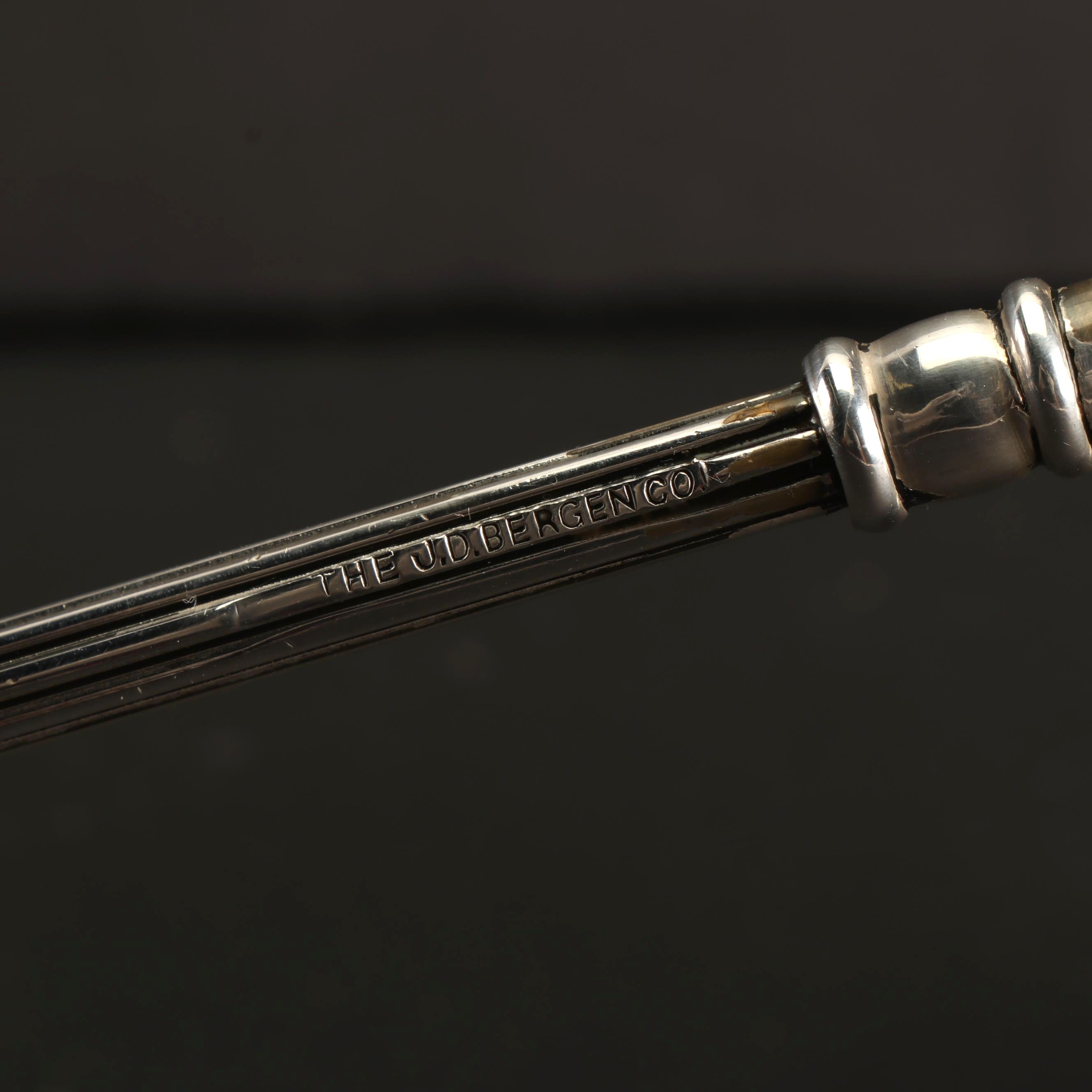 American Brilliant Period Punch Bowl and Stand with Silver Plate and Glass Ladle