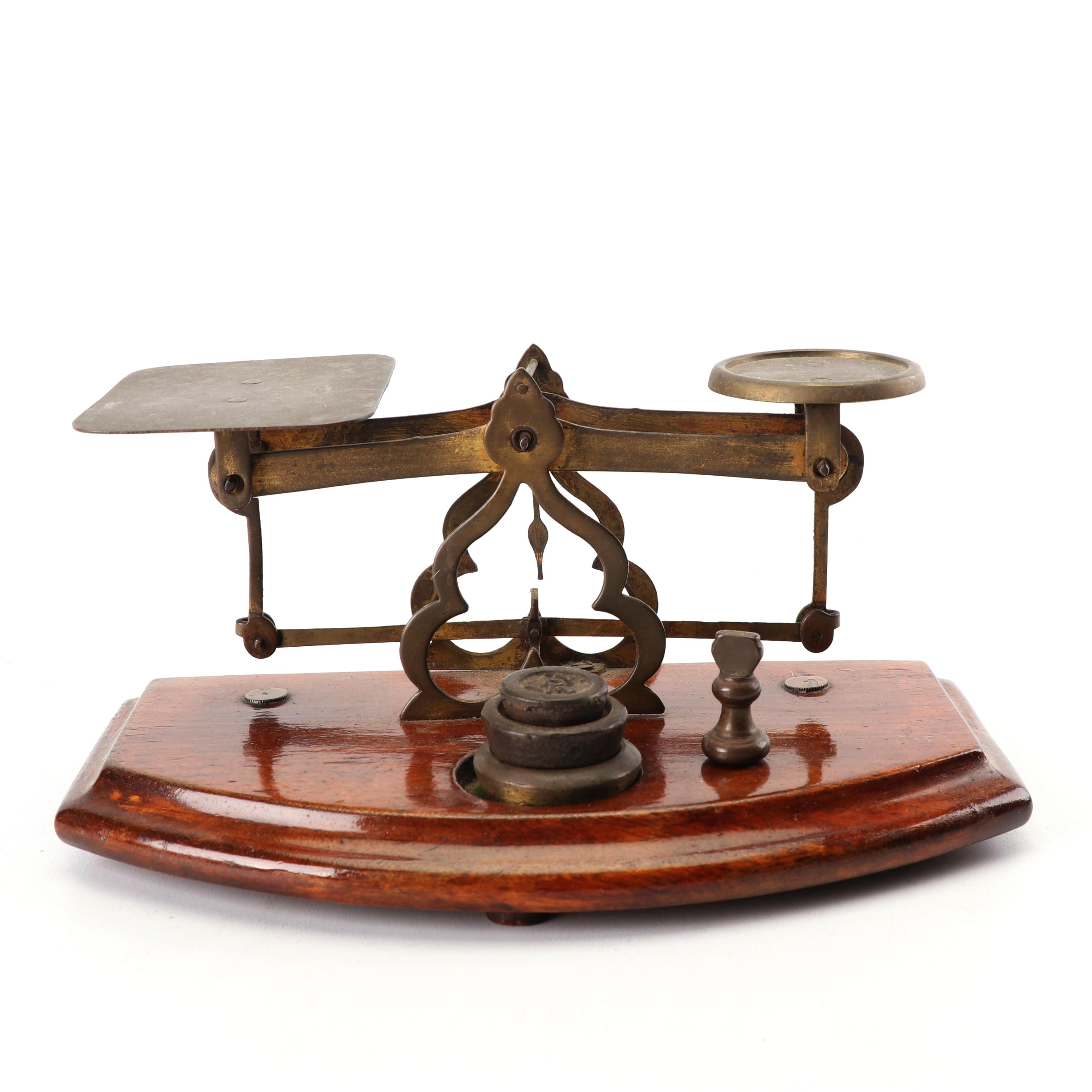 Brass and Wooden Postal Scale, Late 19th Century