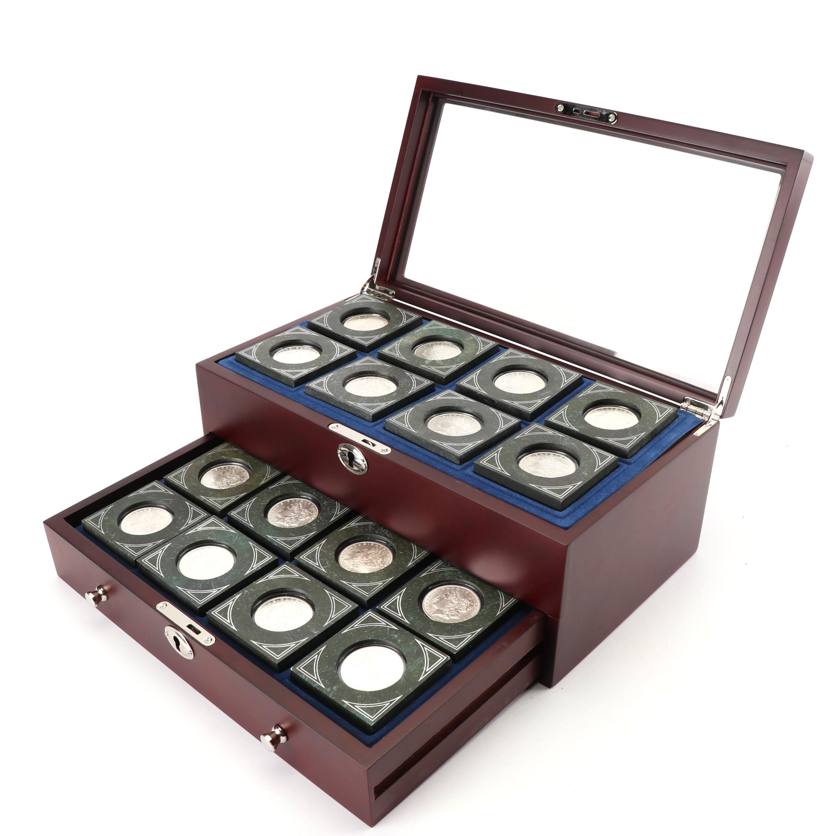 Morgan Silver Dollar Collection in Display Case, 1883 - 1904