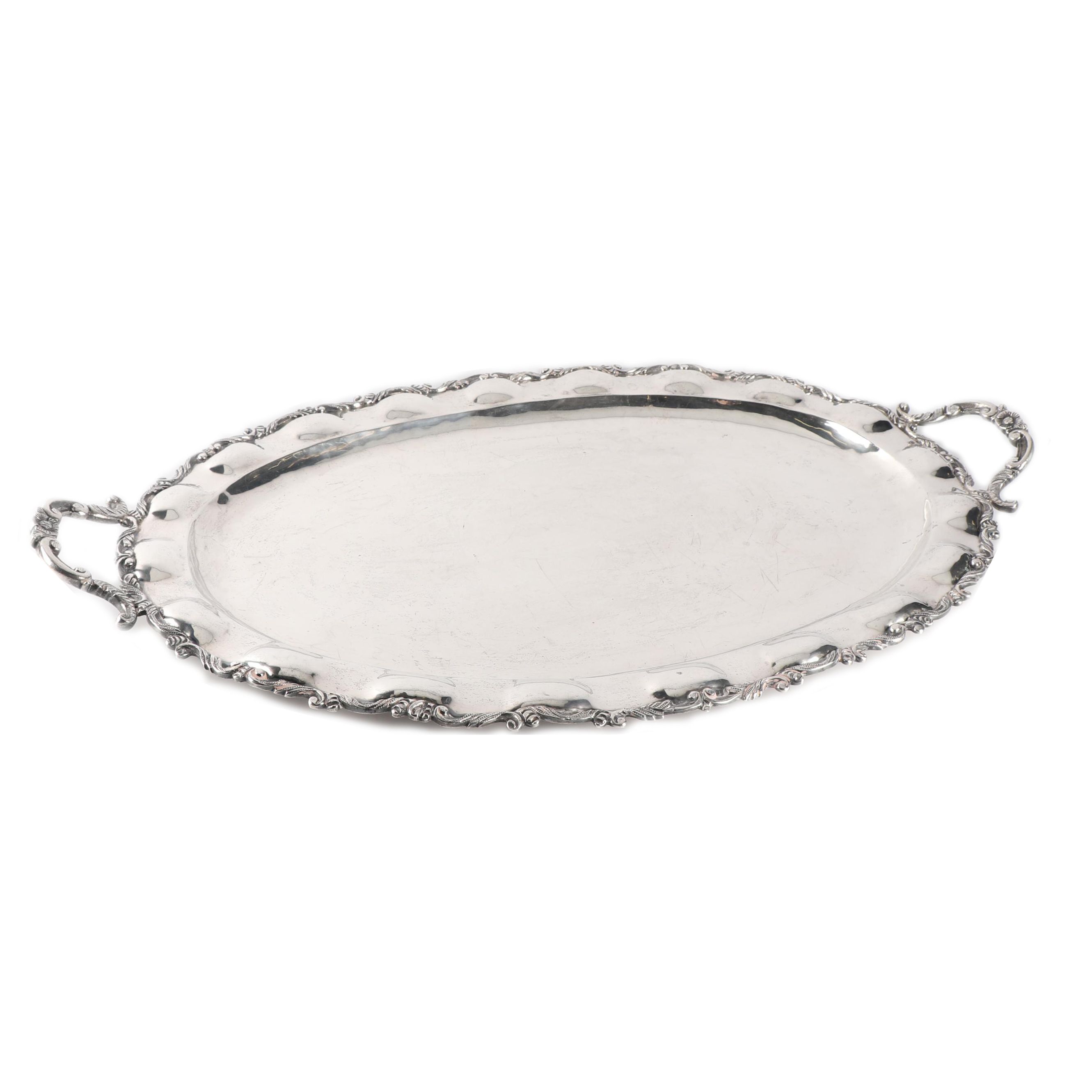 Mexican Sterling Silver Serving Tray, Second Quarter of the 20th Century