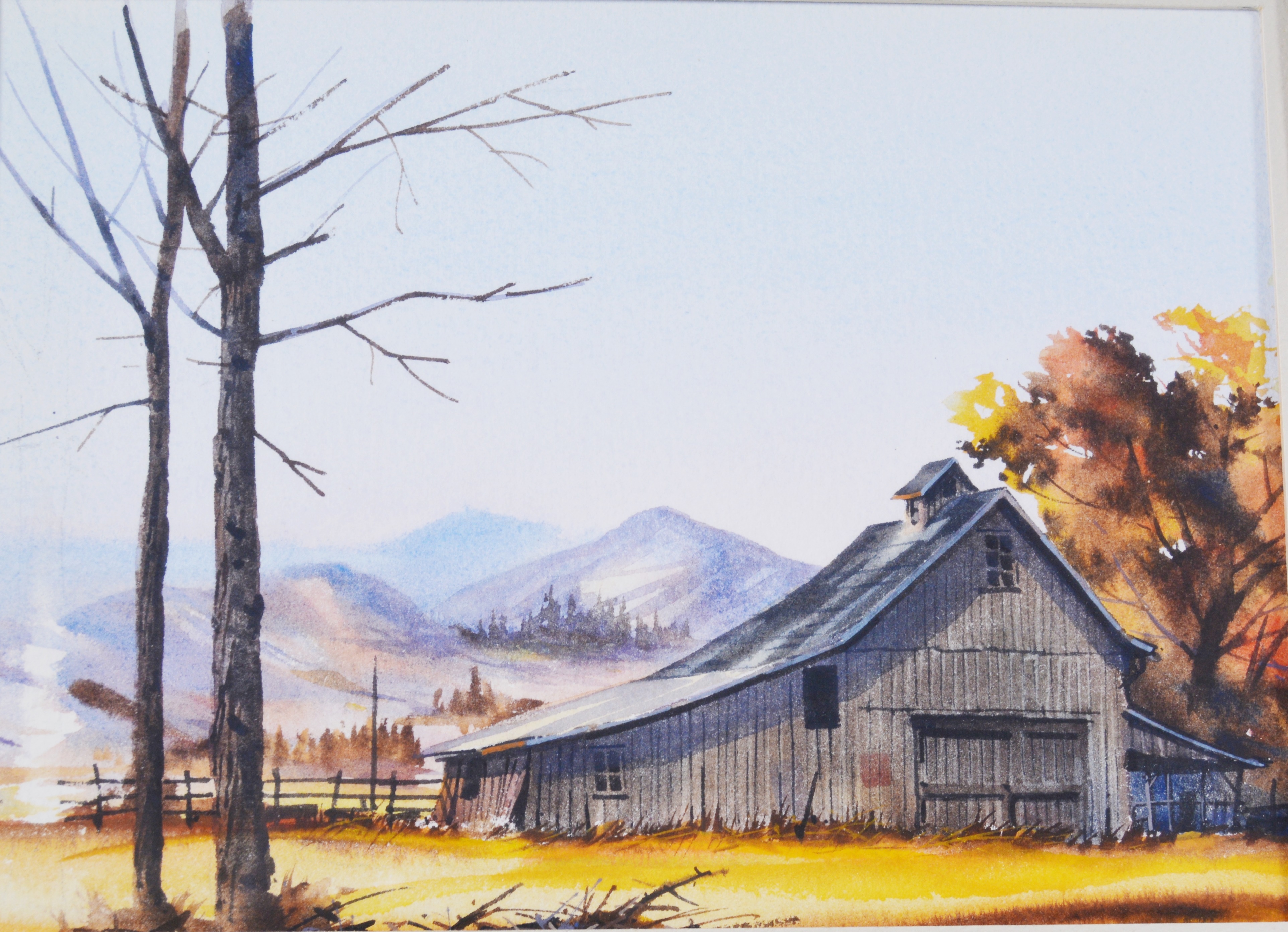 Watercolor Painting of Rural Landscape