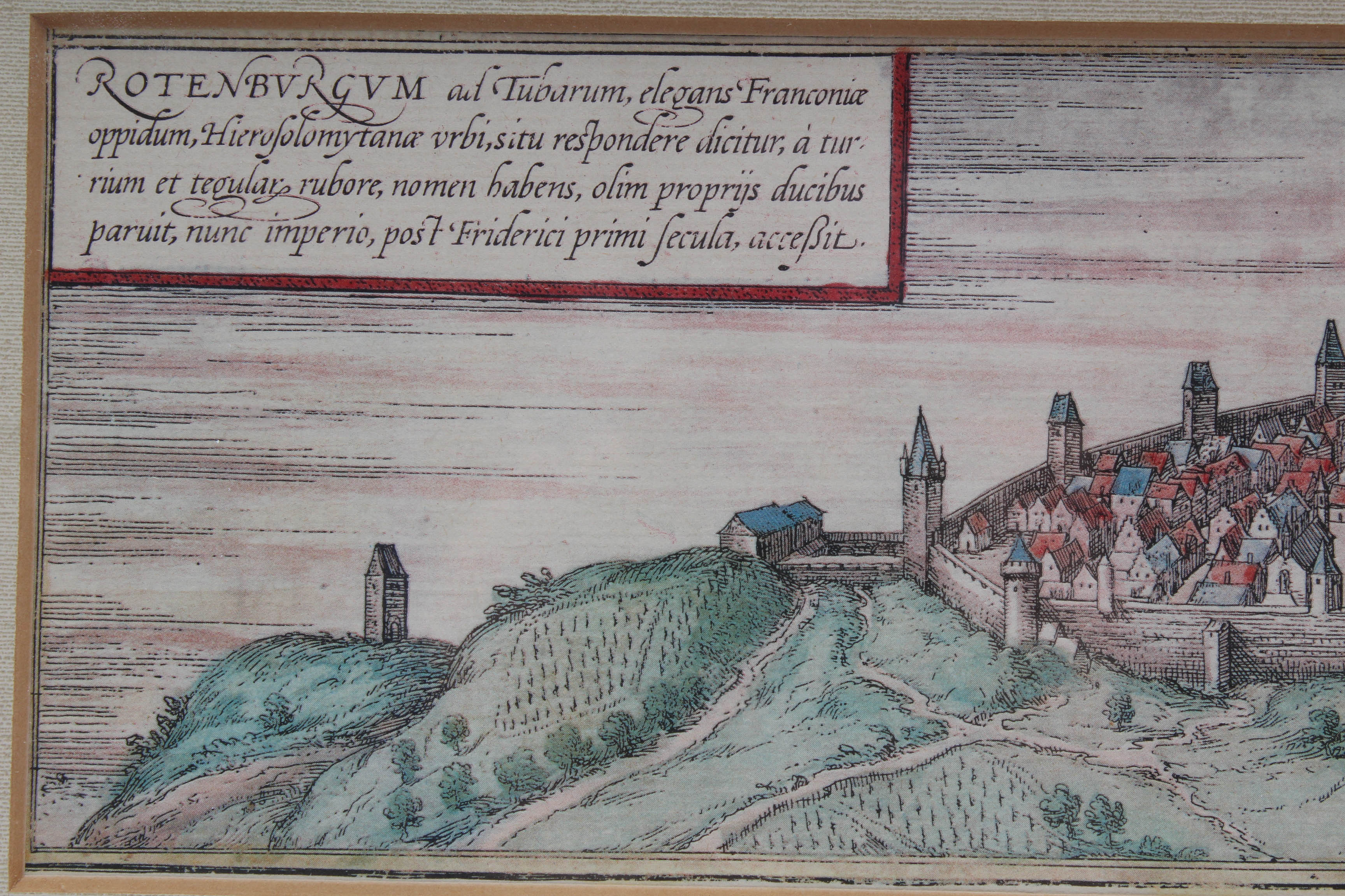 Offset Lithograph Depicting German Medieval Town Rothenburg ob der Tauber