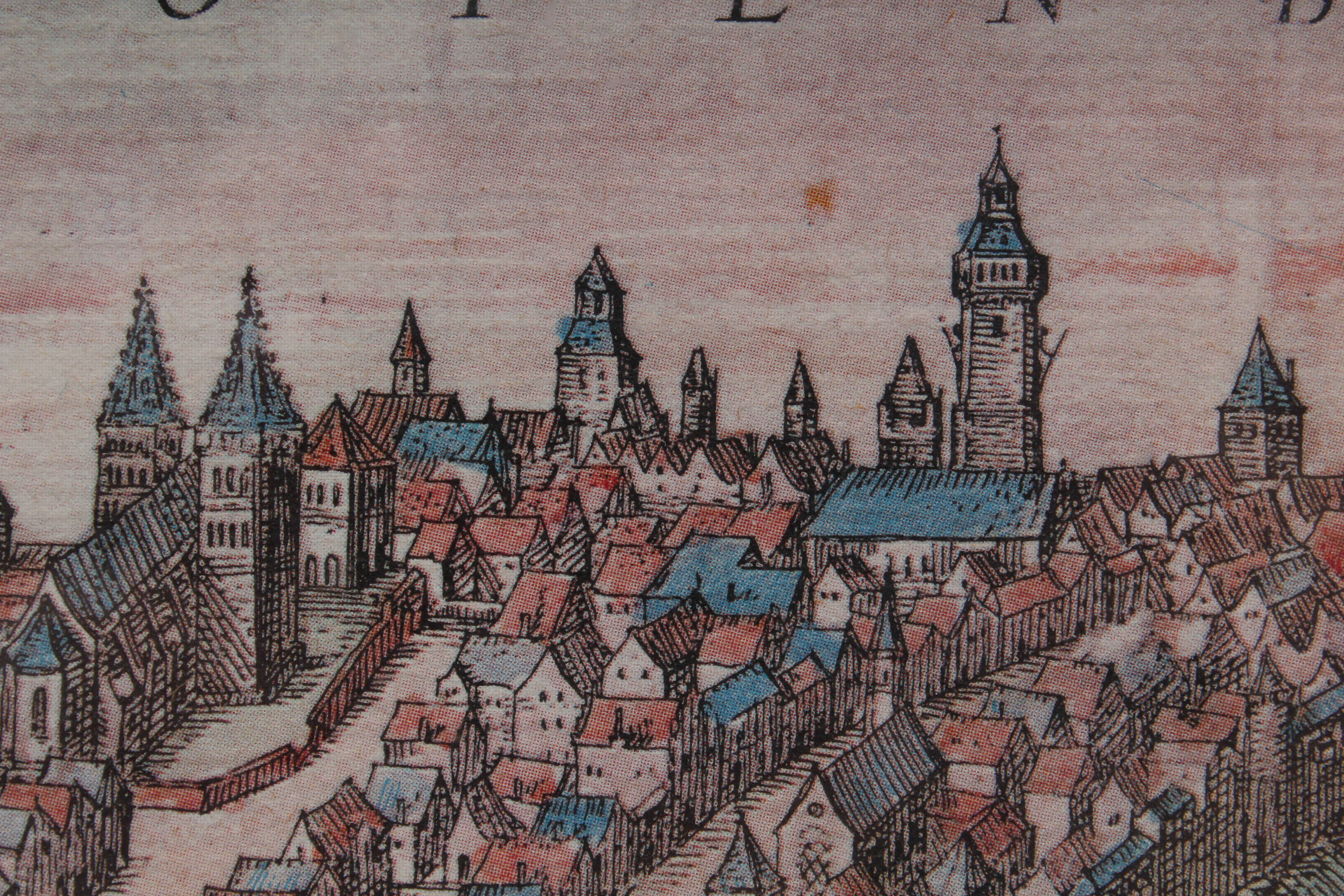 Offset Lithograph Depicting German Medieval Town Rothenburg ob der Tauber