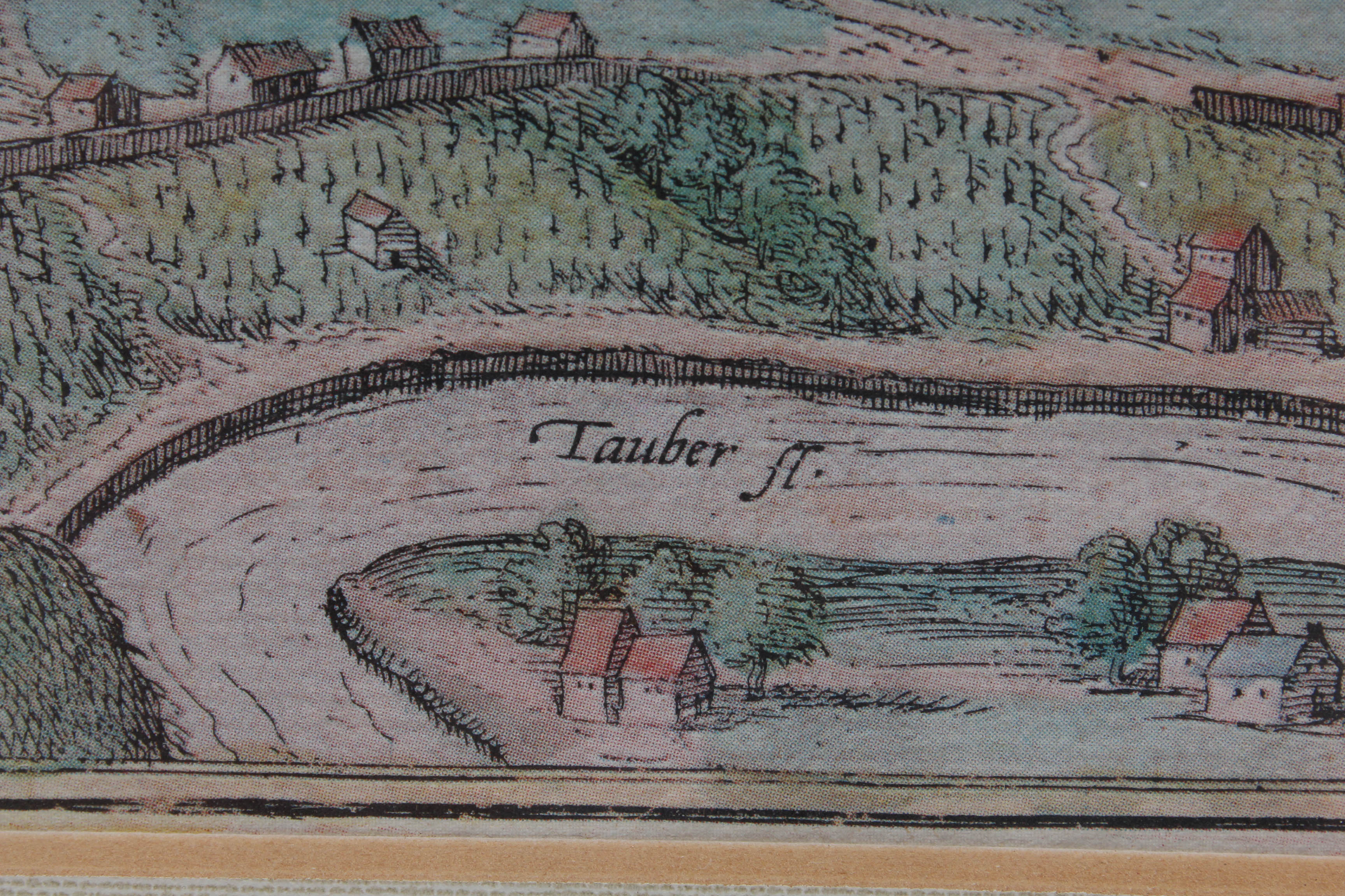 Offset Lithograph Depicting German Medieval Town Rothenburg ob der Tauber